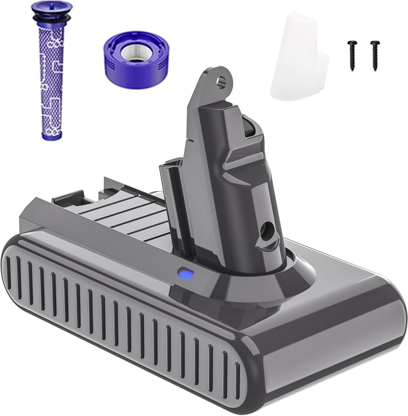 Battery replacement compatible with cordless vacuum cleaner batteries.