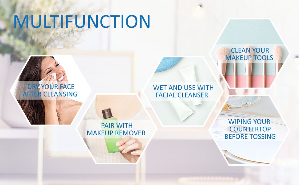 Face Towels, Disposable Face Towelette, Biodegradable Makeup Remover Dry Wipes