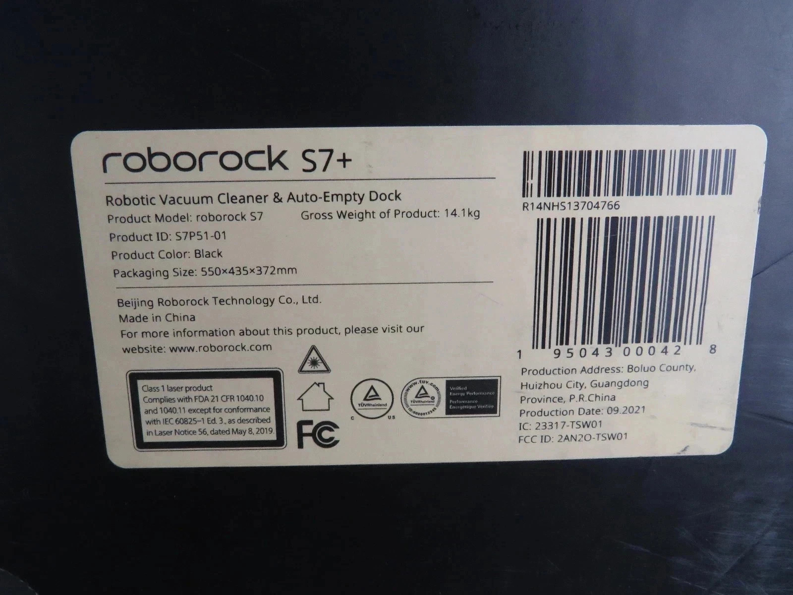 ROBOROCK S7 + Plus-BLK Self-Emptying Robot Vacuum with Sonic Mopping, 2500PA