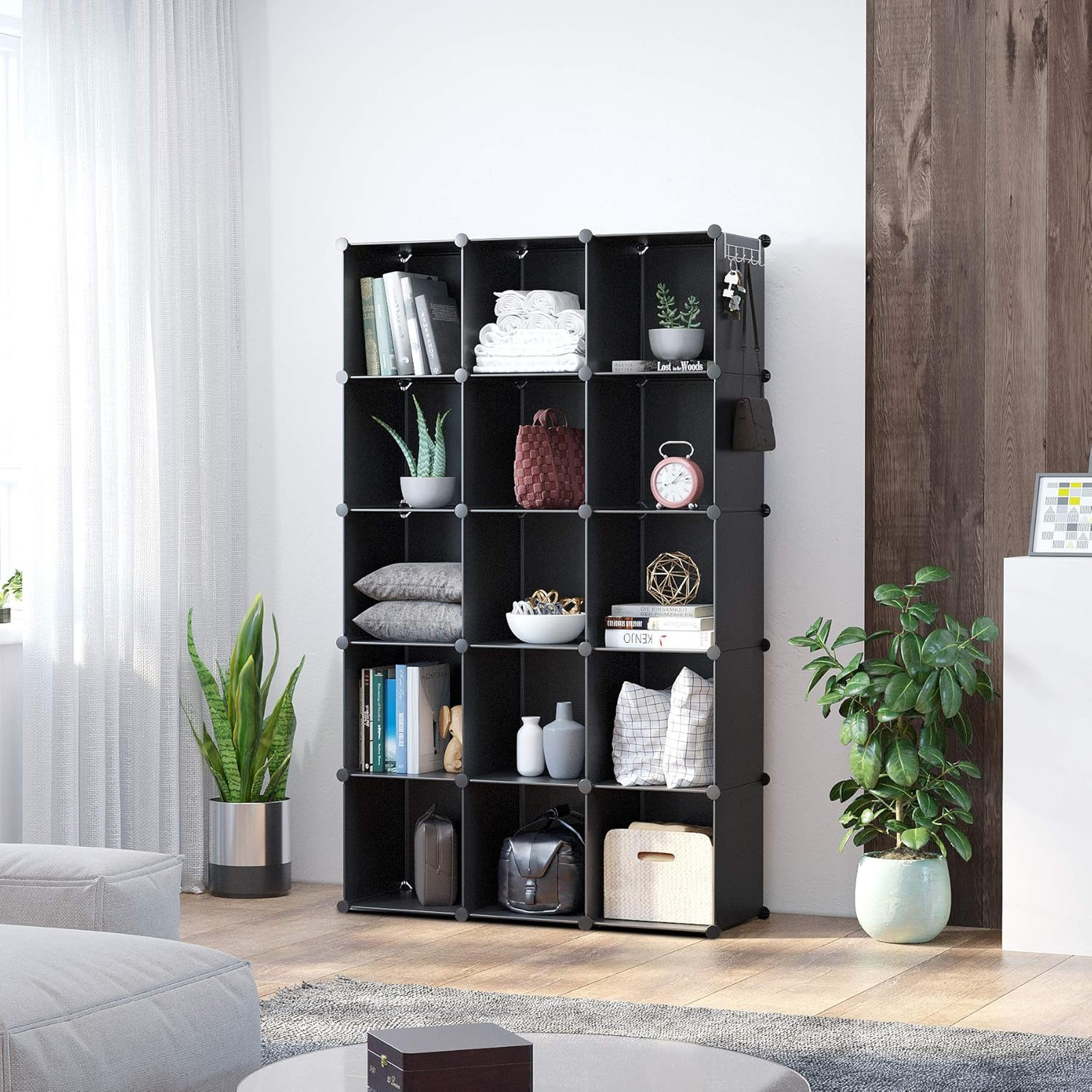 Cube Storage Organizer 16-Cube Plastic Shelves Modular Closet Storage Units