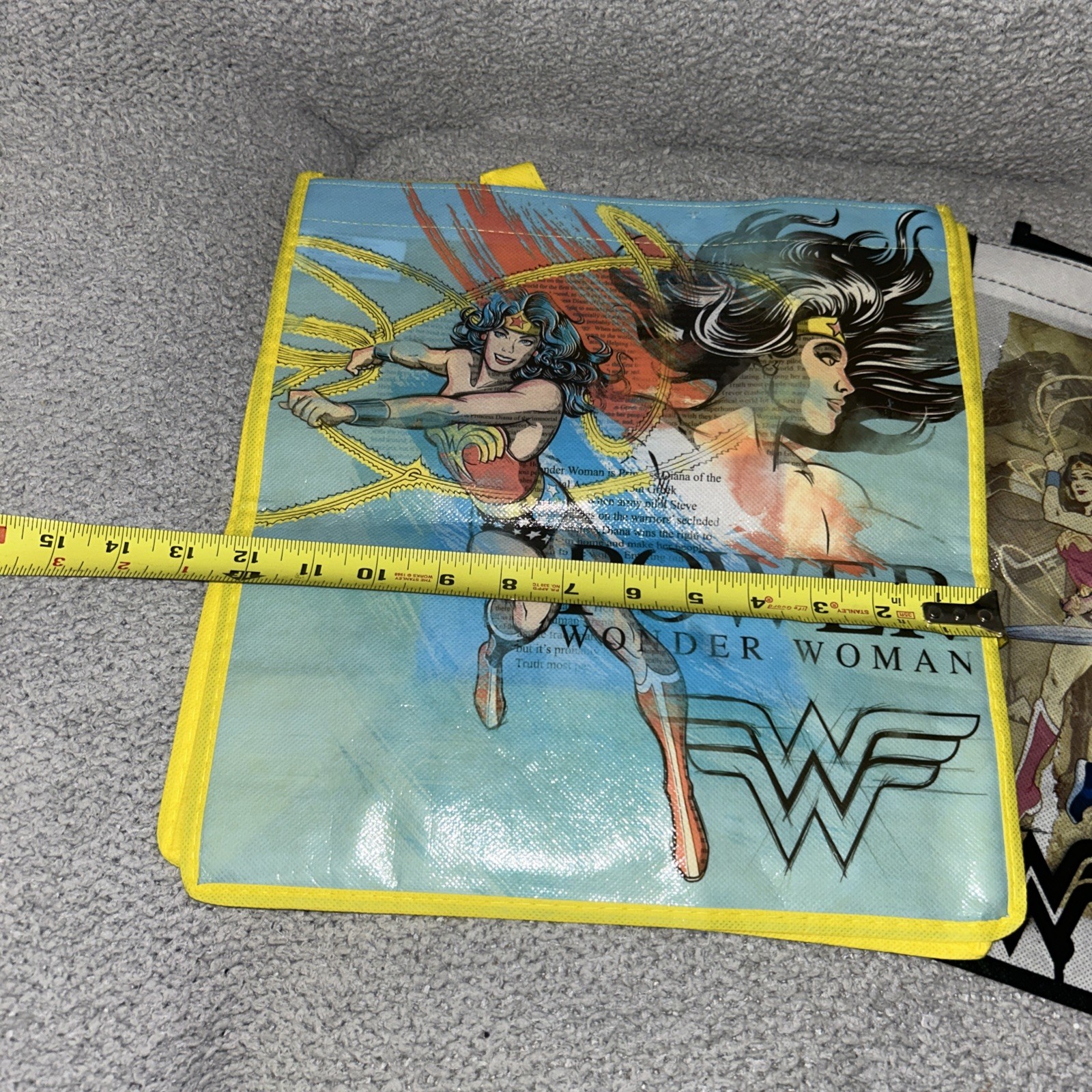 DC Comics Wonder Woman Superhero Reusable Eco Yellow Gift/Shopping Bag x2