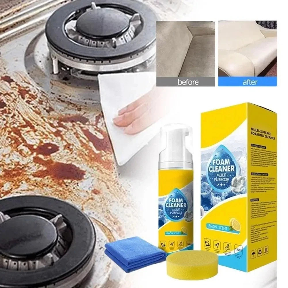 4-in-1 Multi-Enzyme Foam Cleaner, Deep Cleaning Spray for Car Kitchen Bathroom.