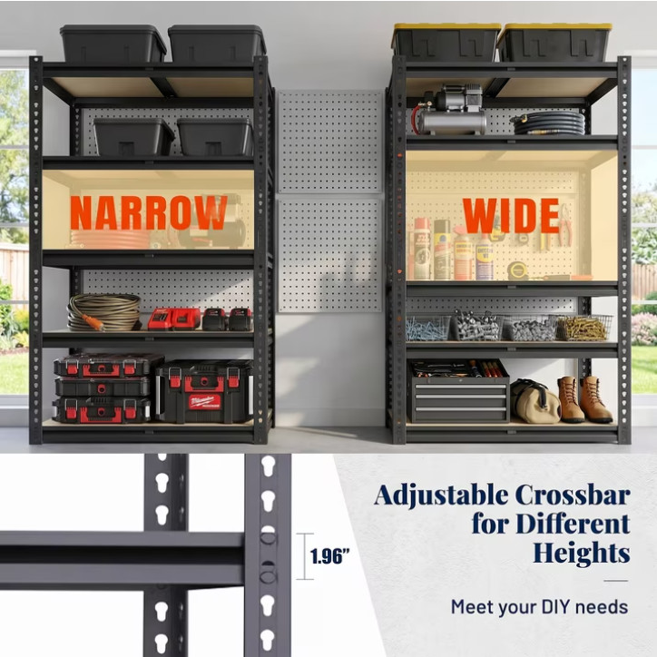 UBERLYFE Garage Storage Shelves Heavy Duty 2400 lbs, 72″H Metal Storage Shelves