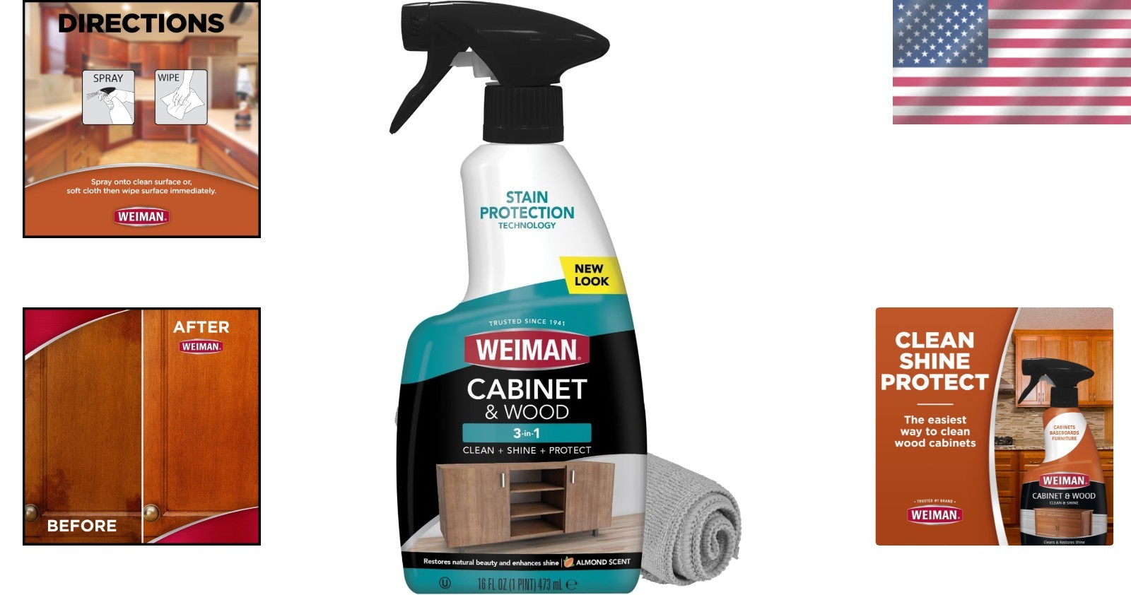 Restore & Protect Wood Surfaces – Cabinet & Wood Clean & Shine Spray, 16 Fl Oz