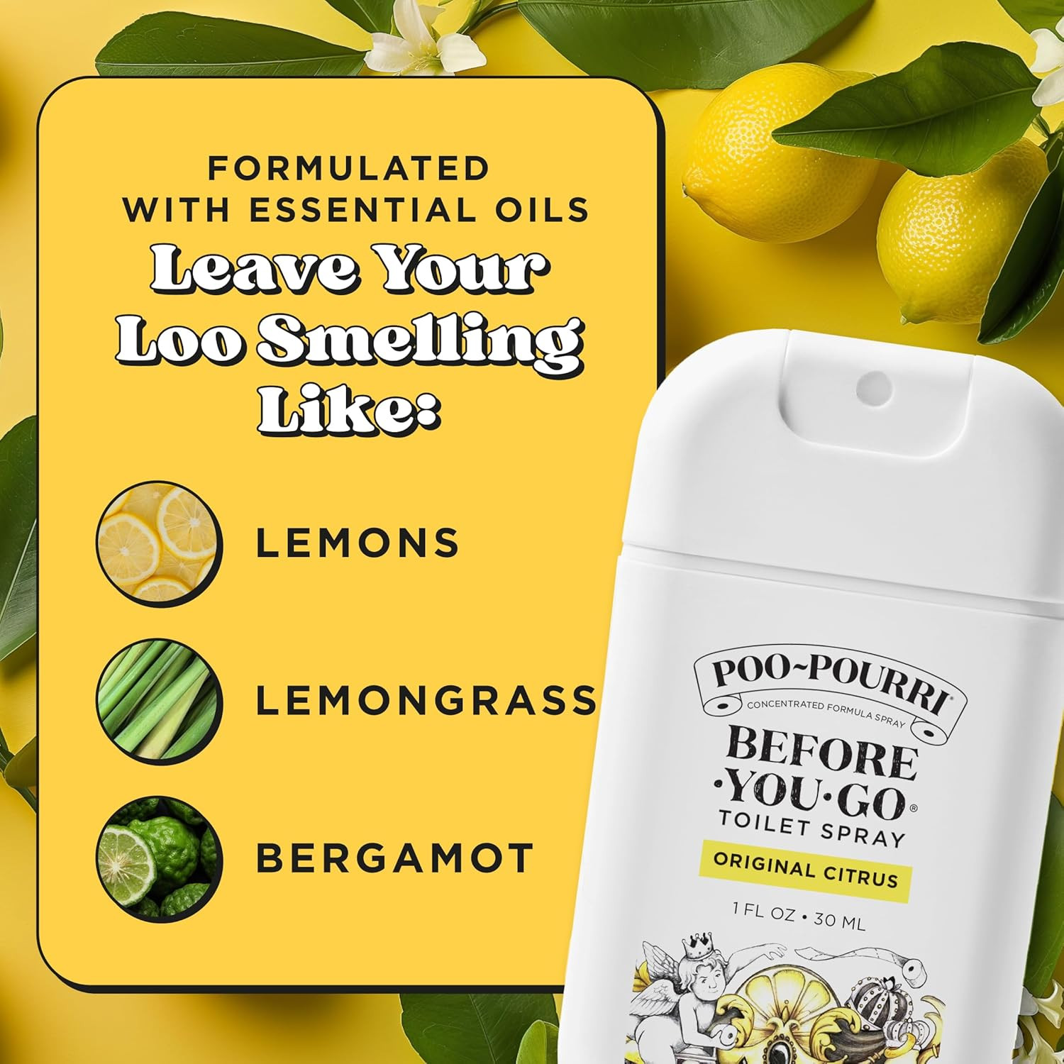 Before-You-Go Pocket Toilet Spray, Travel Essentials, Original Citrus, 1 Fl Oz,