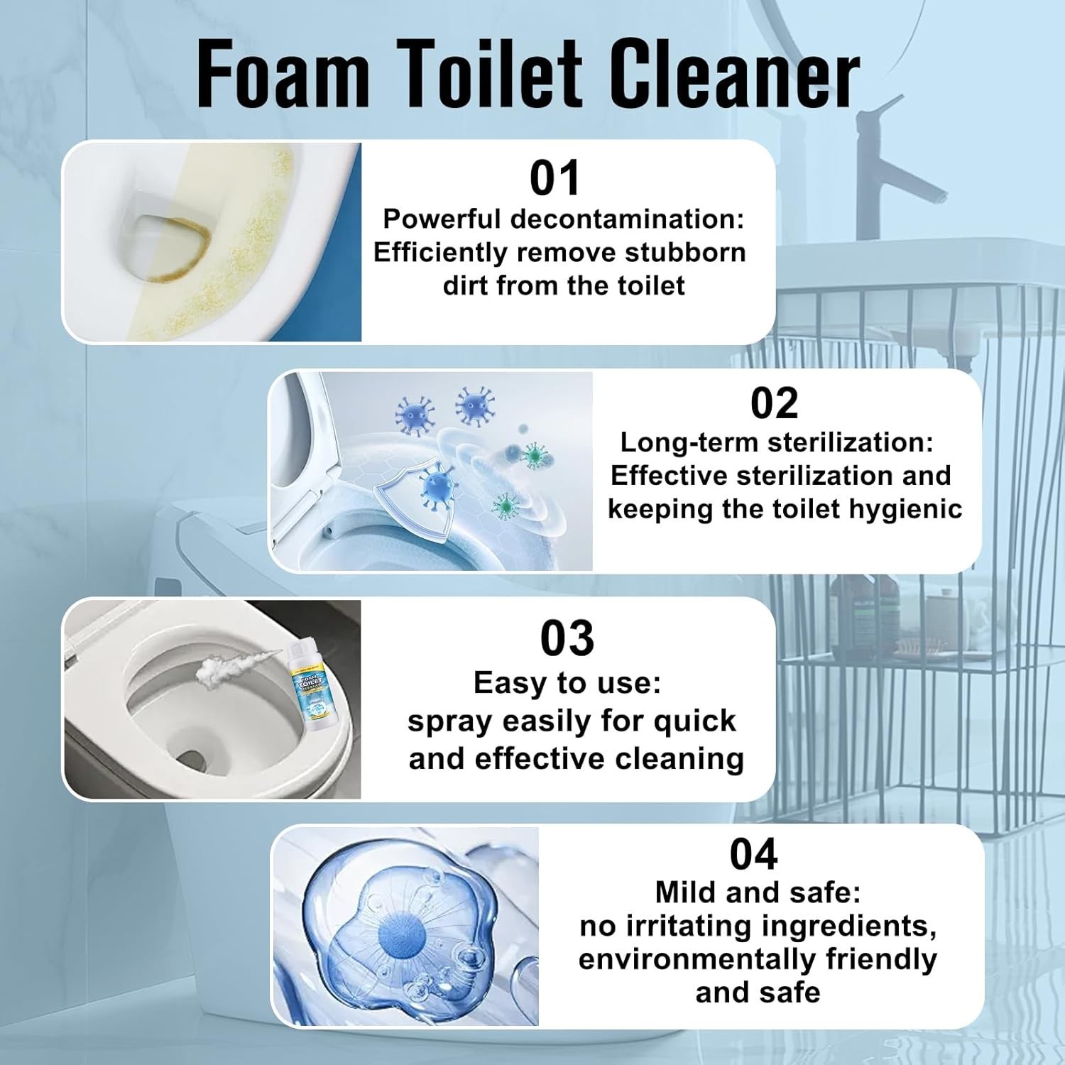 Foam Toilet Cleaner, 2025 NewToilet BowlCleaner, Advanced Toilet Cleaner for …