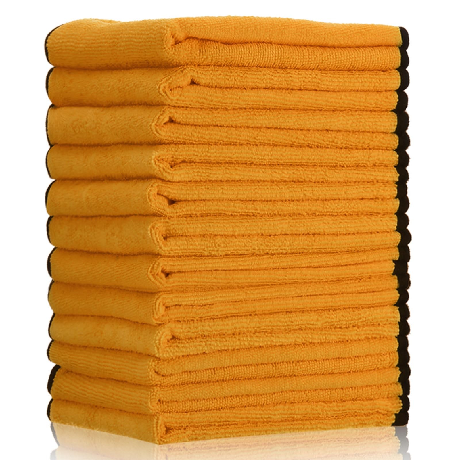 Tallew 12 Pcs Microfiber Towels 16×16 Inch Yellow Car Drying Cloth