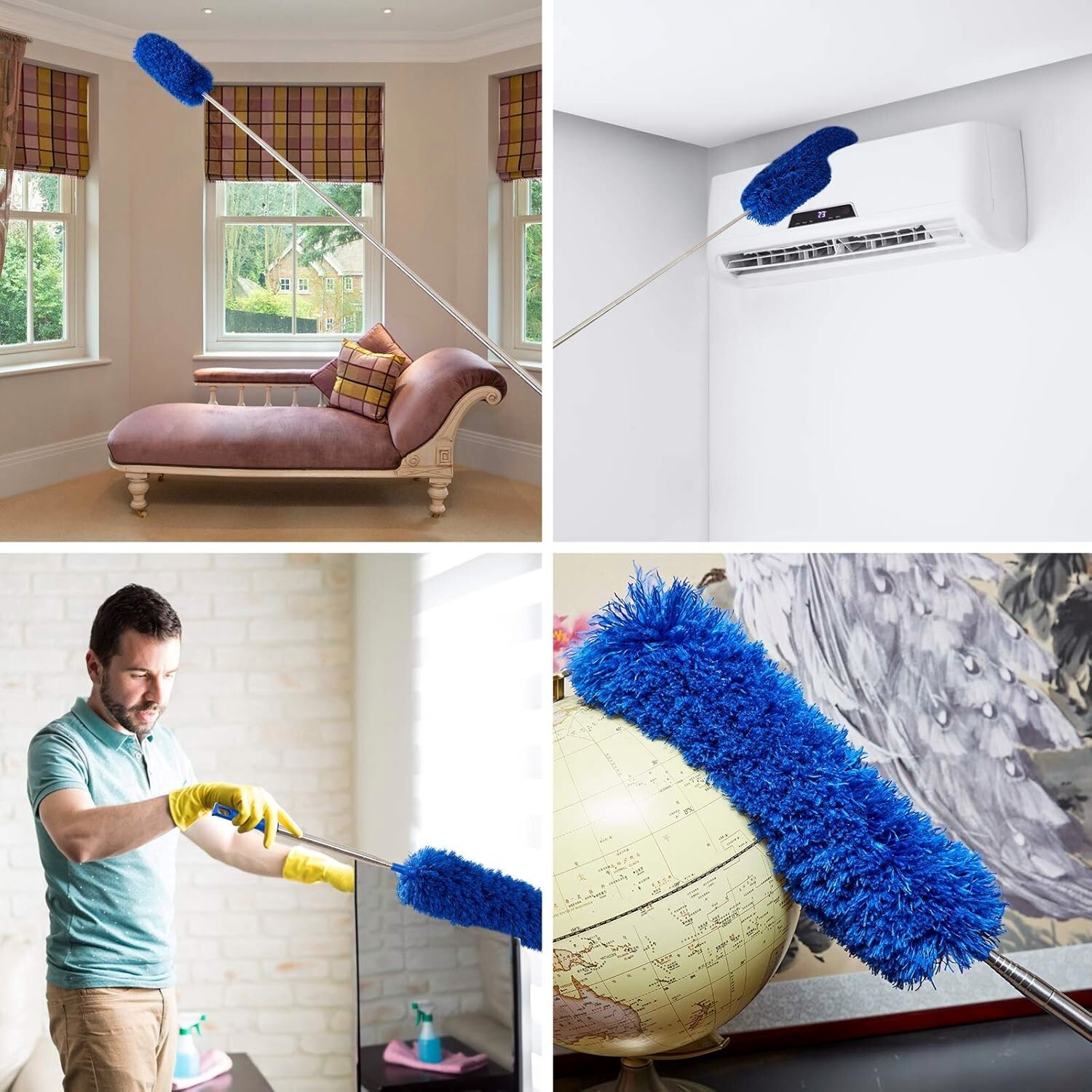Microfiber Ceiling Fan Duster/Cobweb Cleaner Brush Kit Telescopic Extension Pole