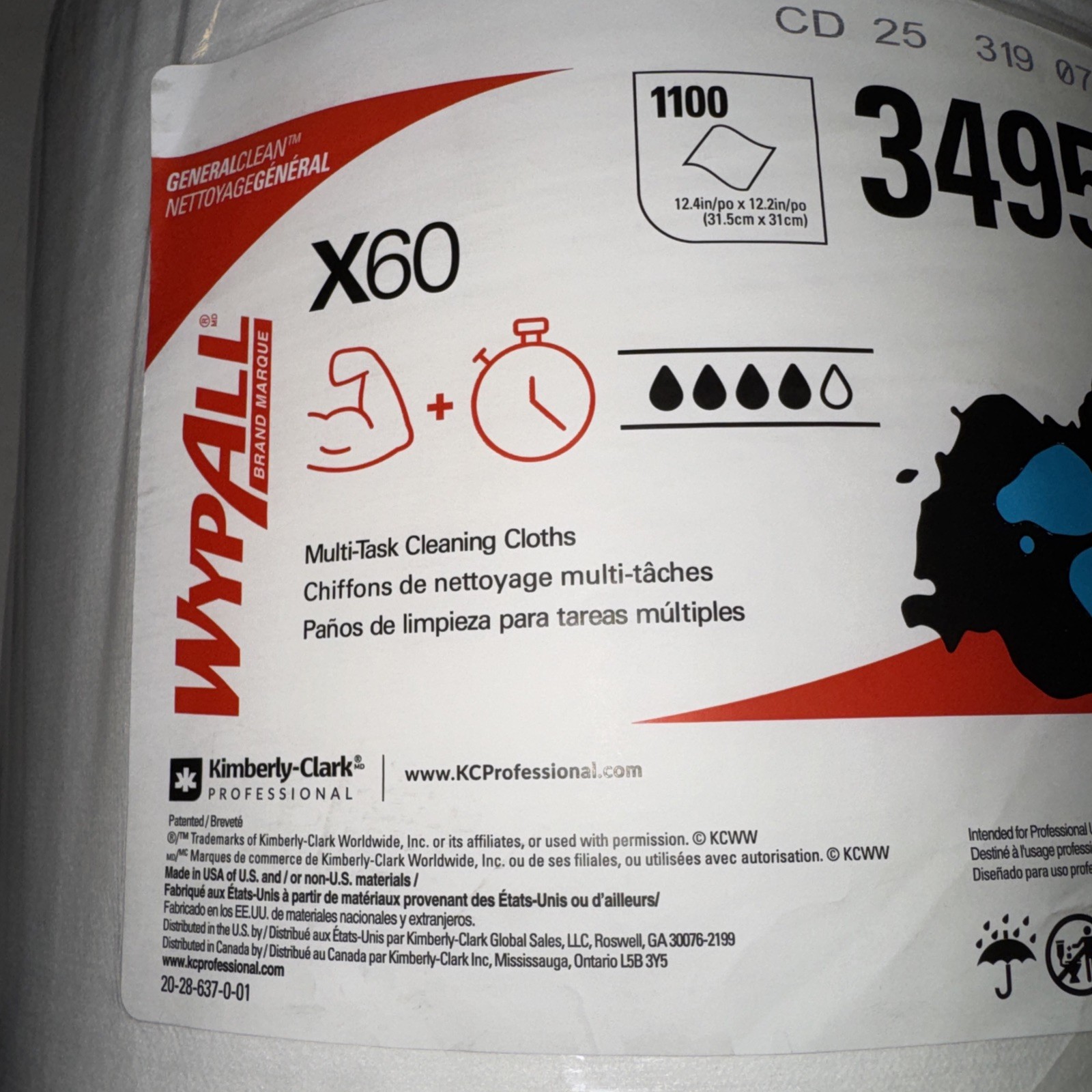 Kimberly Clark 34955 General clean X60 Cloths Multi-Task Cleaning Wipes, Jumbo
