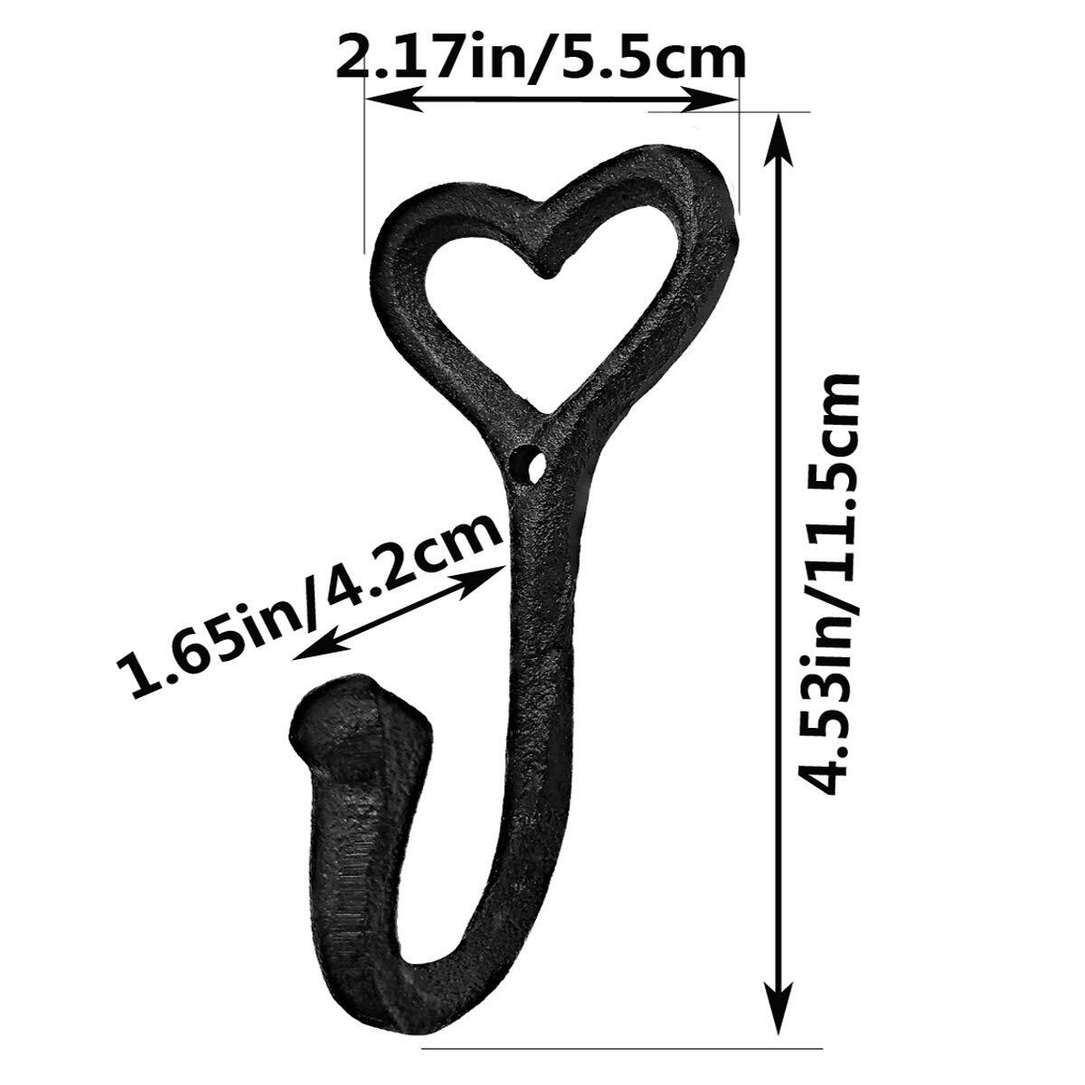 4 Pcs Decorative Wall Hooks Cast Iron Vintage Coat Towel Hooks for Bath Kitchen
