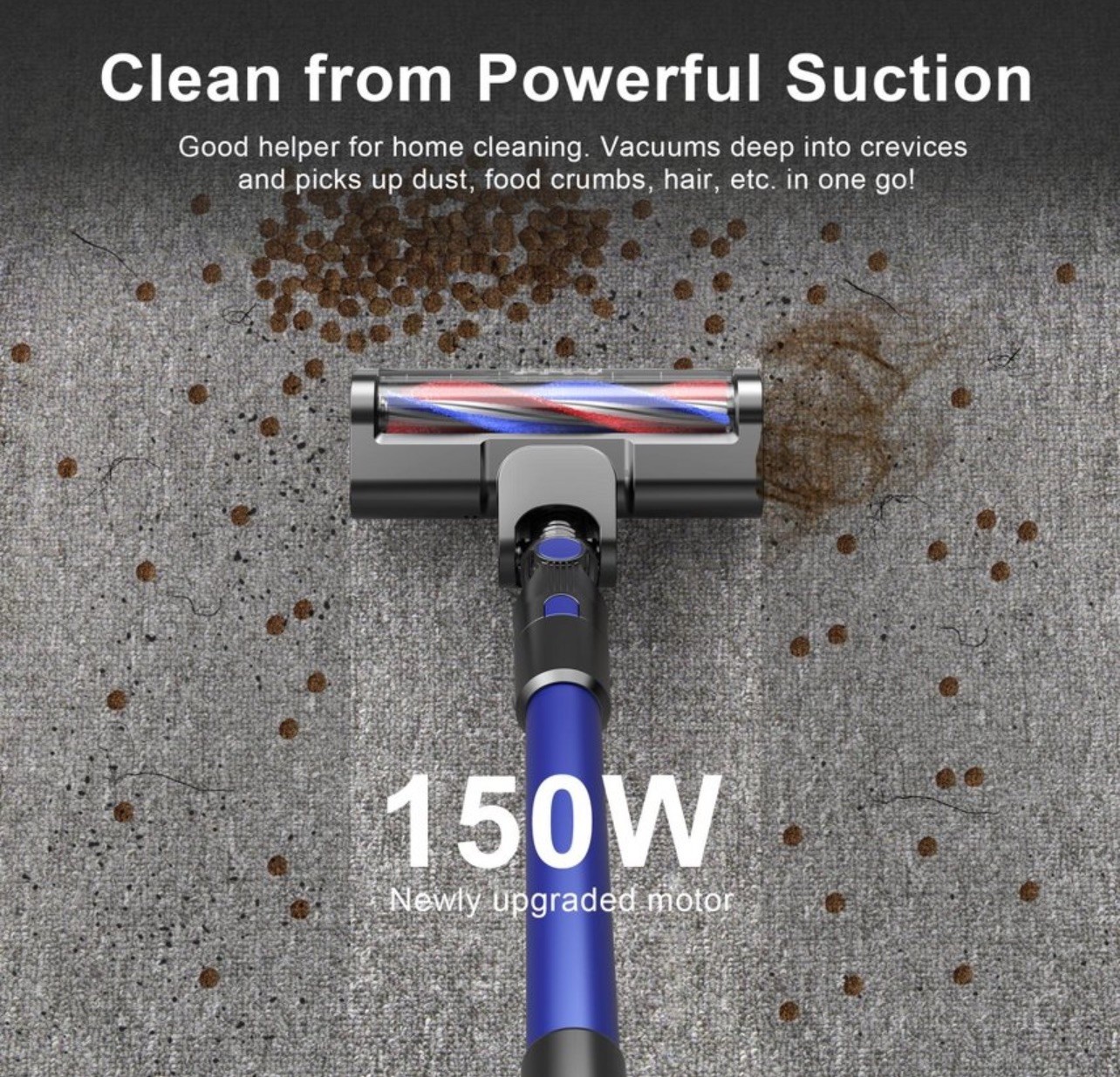 TEENDOW CORDLESS STICK VACUUM CLEANER 40min 150w RECHARGEABLE- BLUE