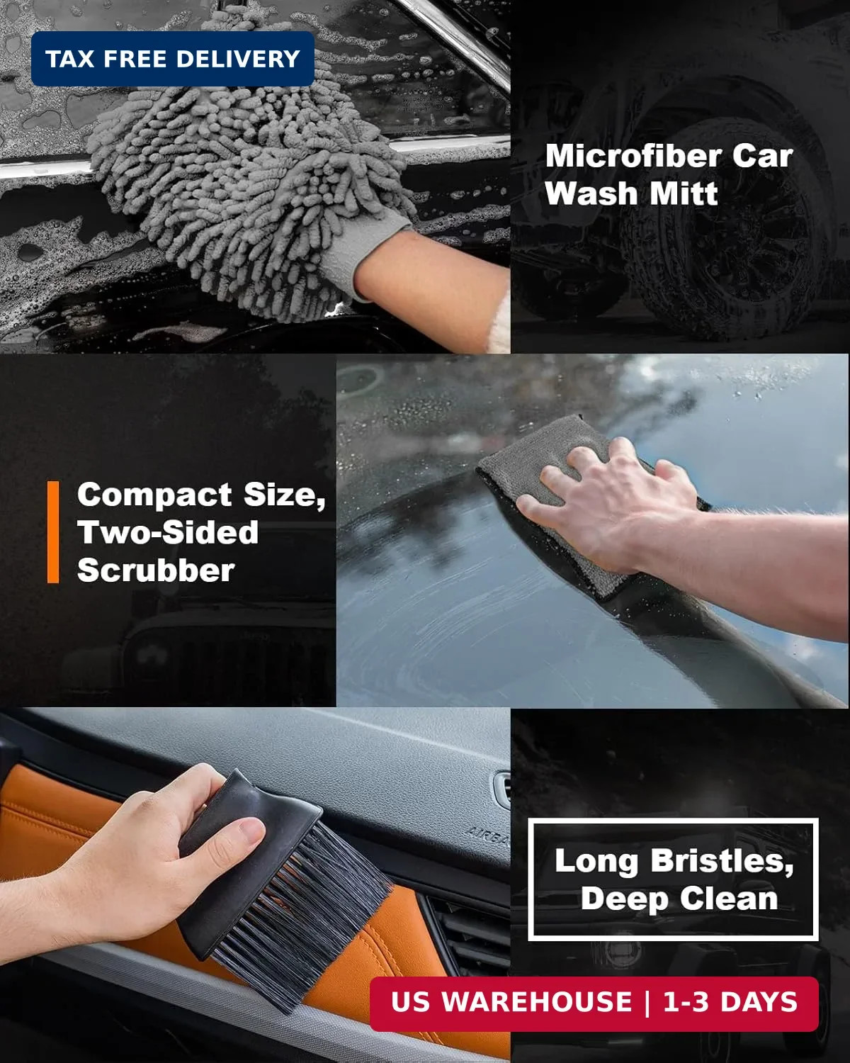 20Pcs Windshield Cleaner Tool – Car Interior Detailing Brush Kit with 200g Clean