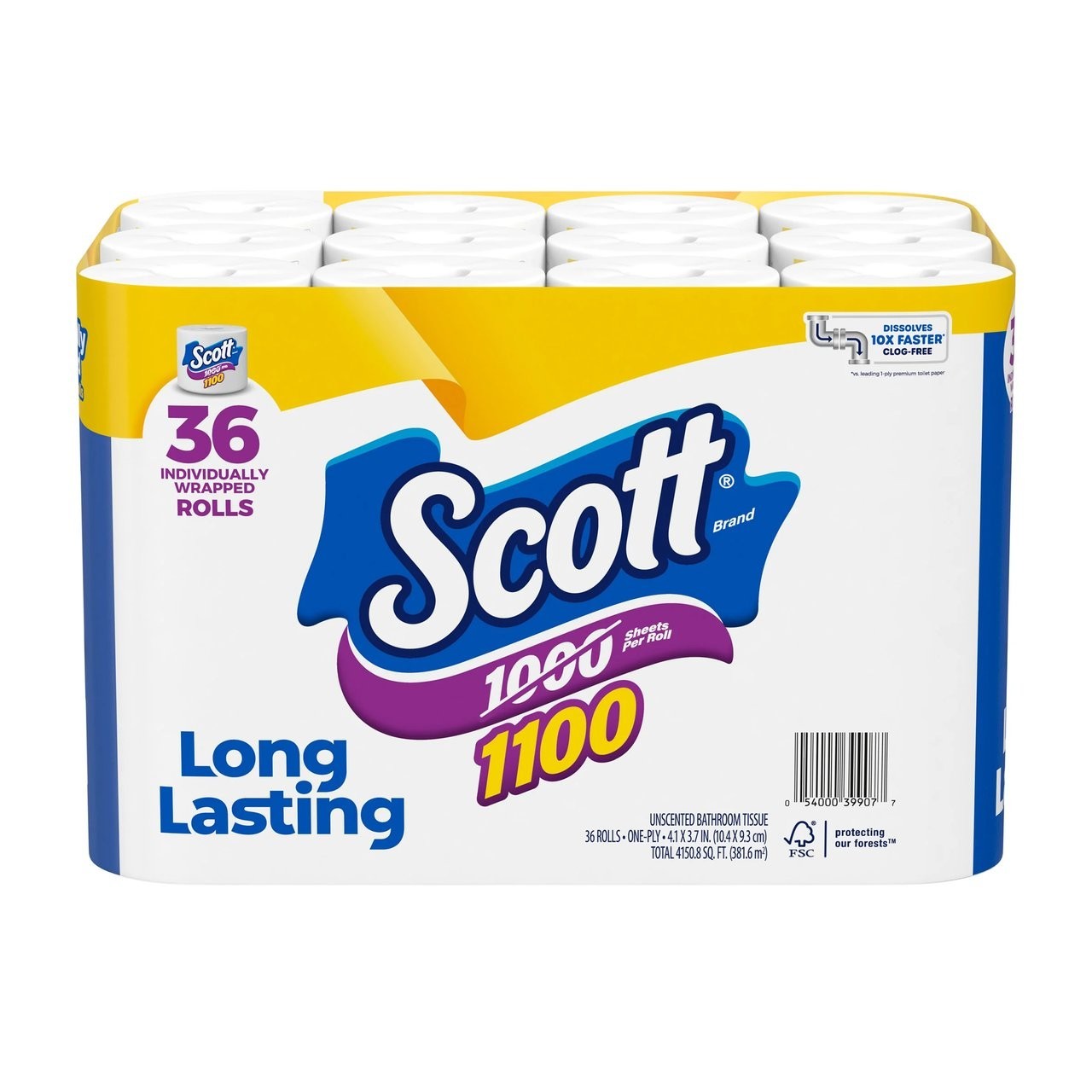 Scott 1100 1-Ply Toilet Paper 36 rolls, 1100 sheets/roll -FAST shipping.