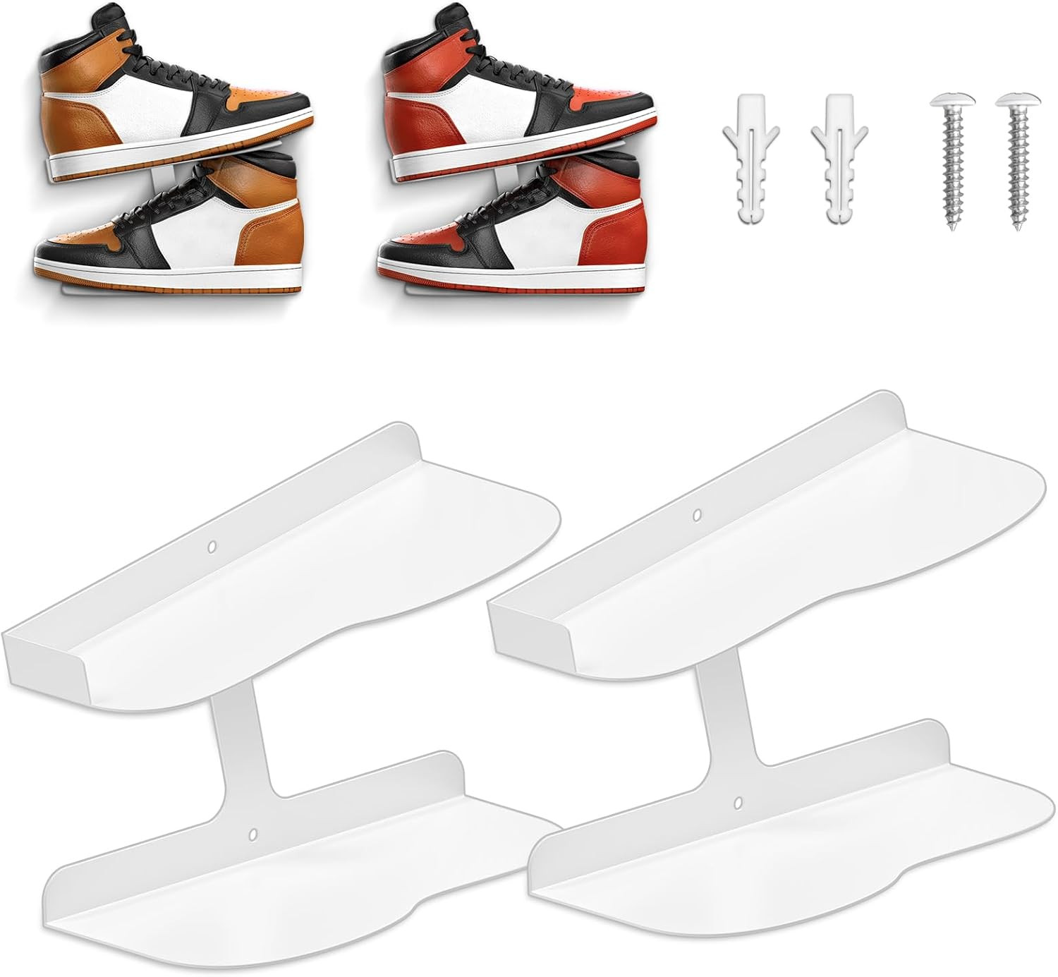 2 Pcs Floating Shoe Display Shelves for Wall Mount,H-Type Sturdy Levitating Shoe