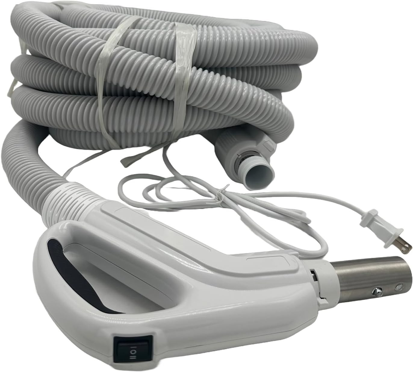 35′ High Voltage Central Vacuum Hose w/ Pigtail Cord On Off Switch Crushproof
