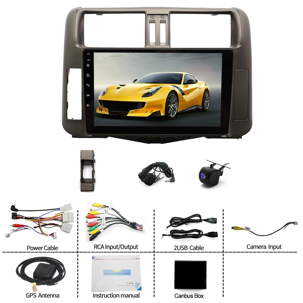 9inch Android 14 Car Stereo Radio Compatible for Toyota Prado 150 2009-2013