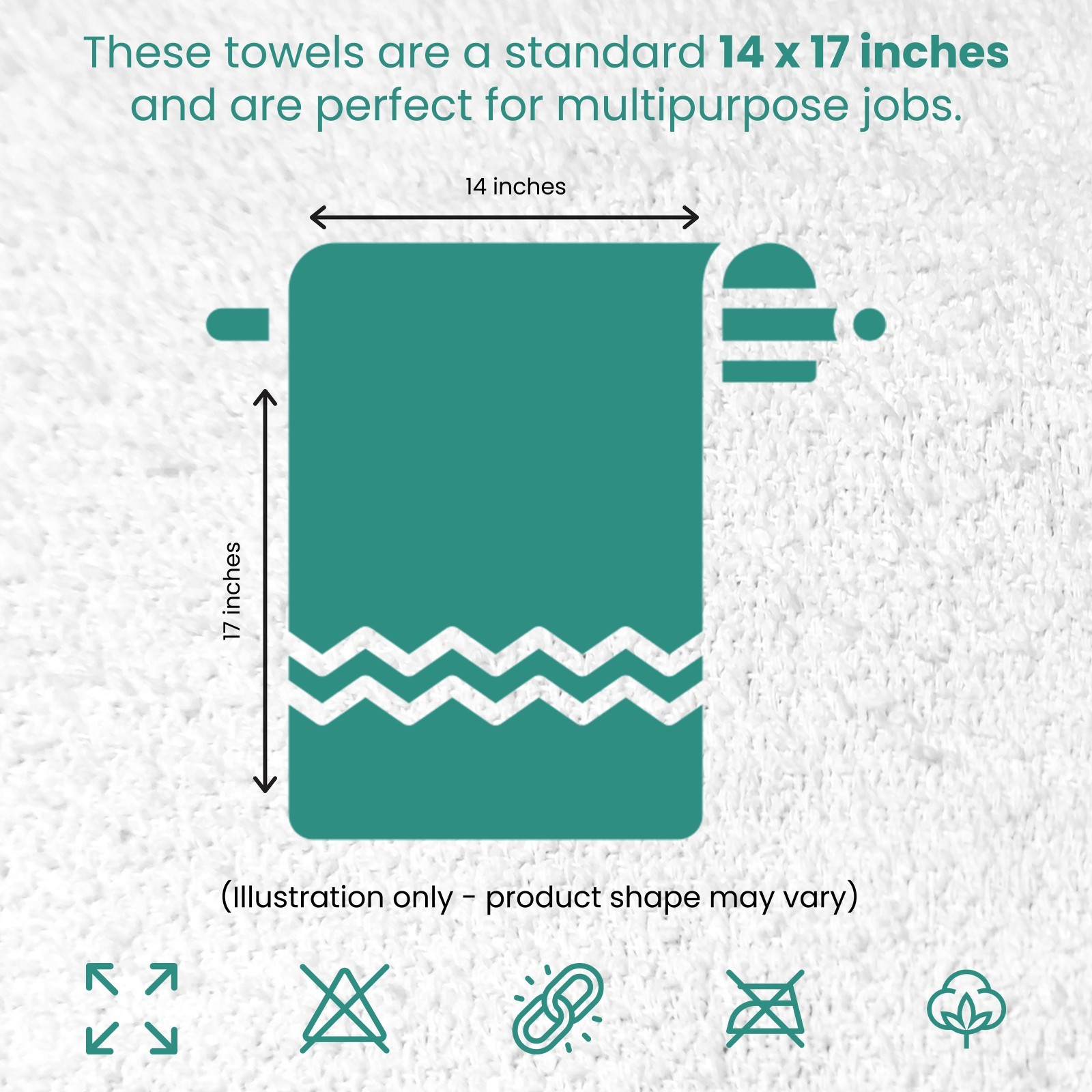 White Terry Bar Mop Towels Bulk Boxes – 100% Cotton Absorbent Rags for Kitchen