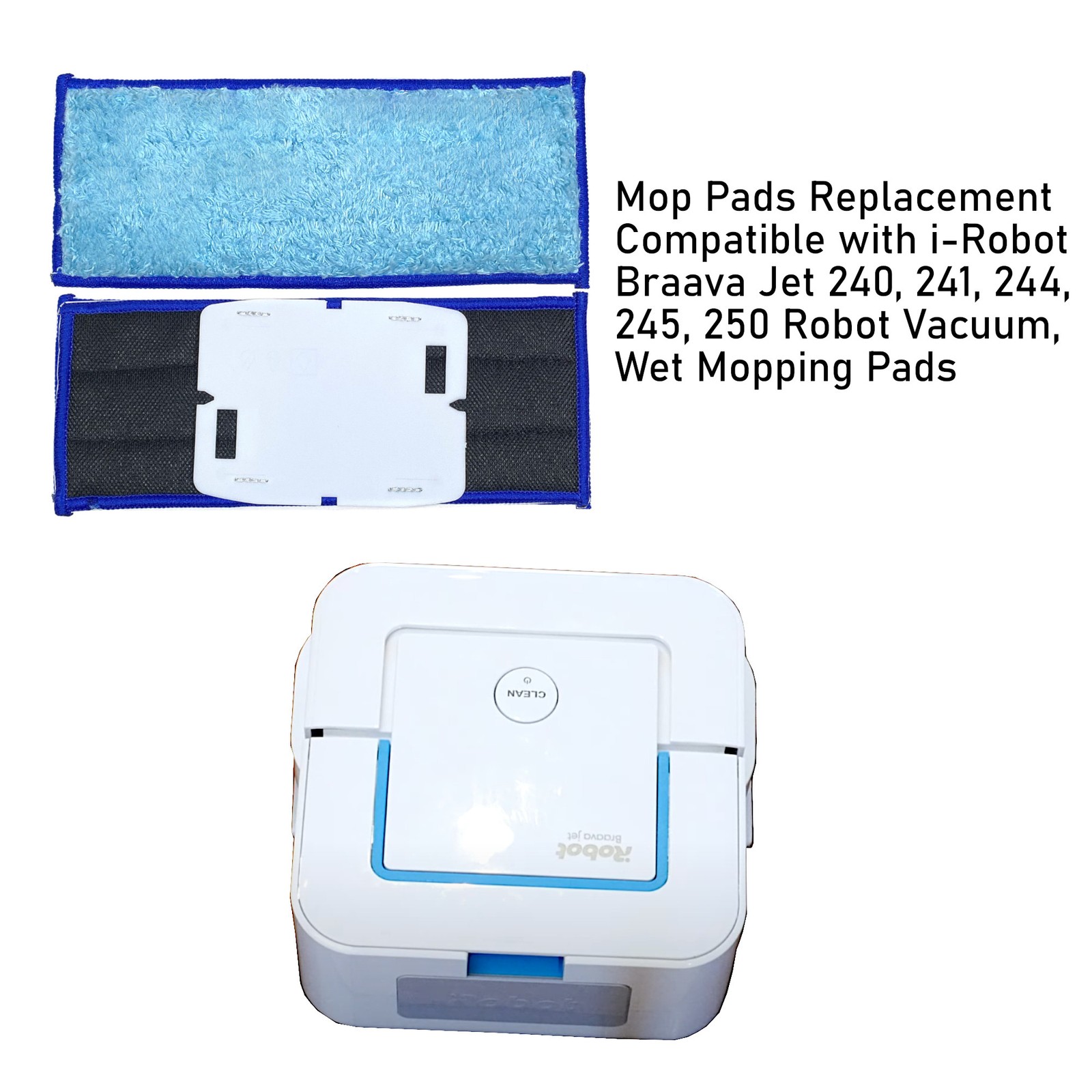 MaximalPower Washable Reusable Wet Dry Mop Pads For Jet 240 iRobot Braava Vac