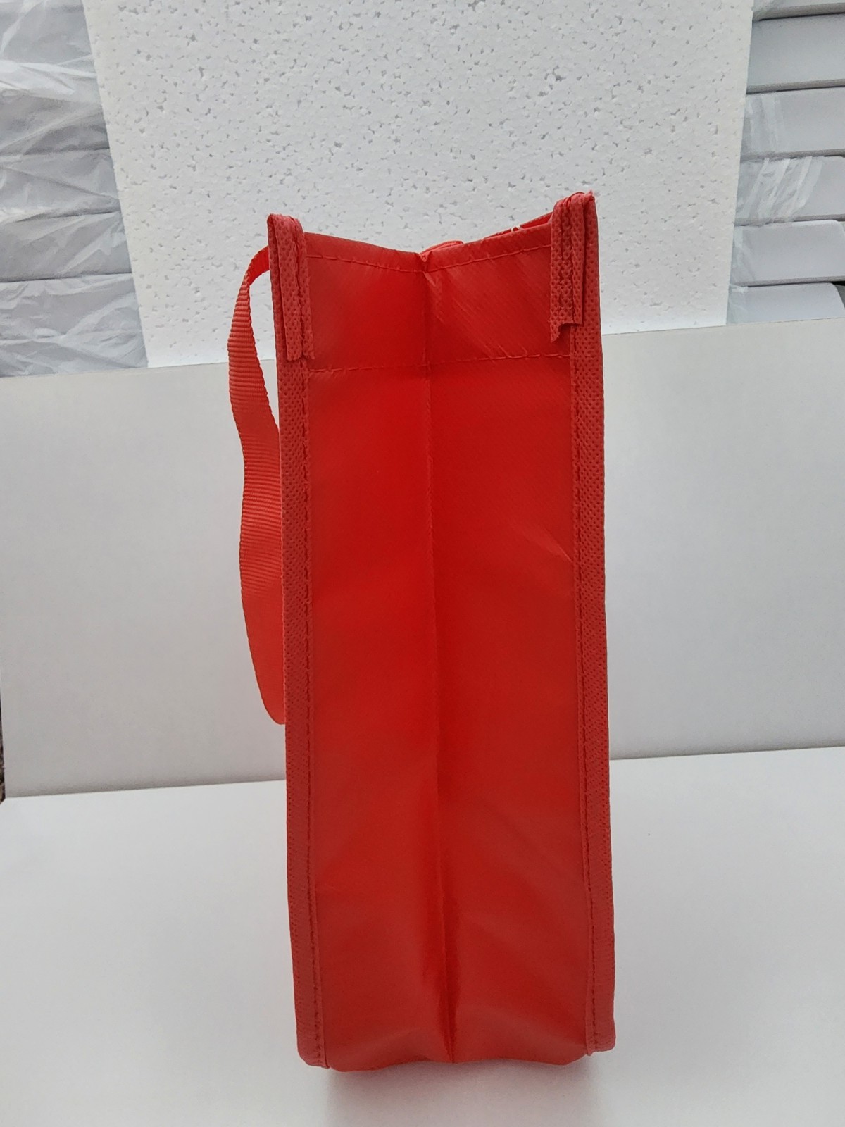 Lululemon Small Logo Reusable Shoppers Bag Red w/ logos all over front and back.