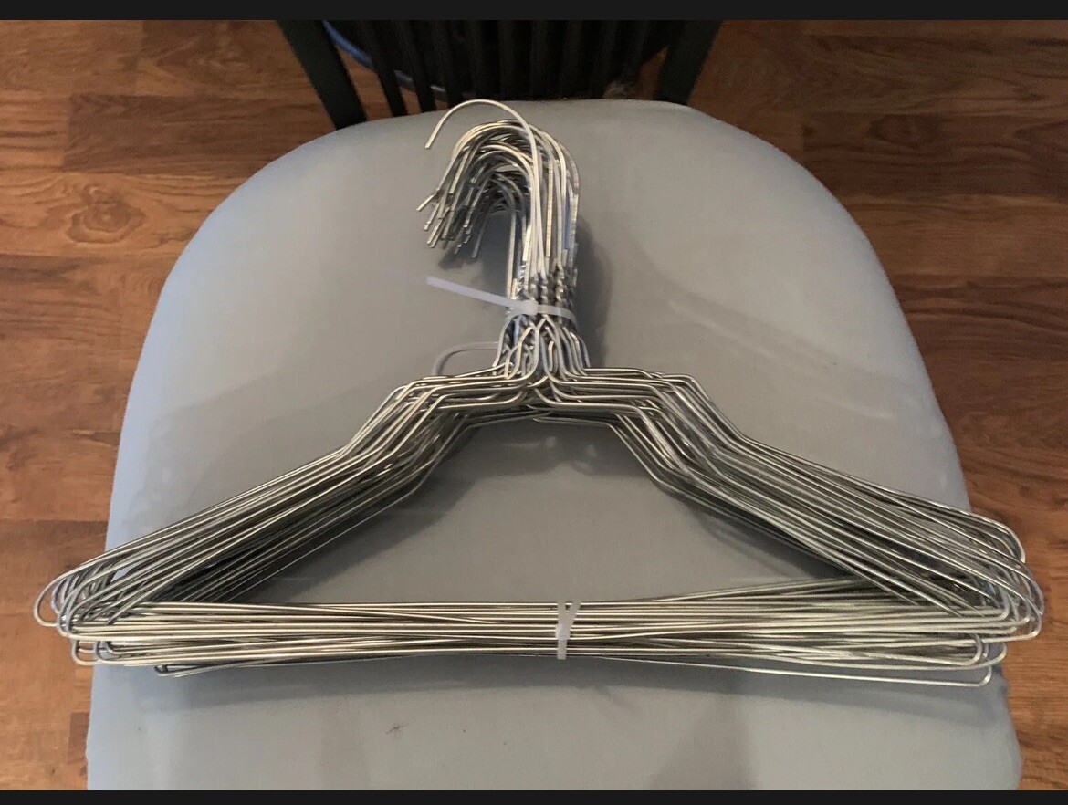 50 Silver Metal Steel Wire Hangers Shirt Clothes Size 16 inch