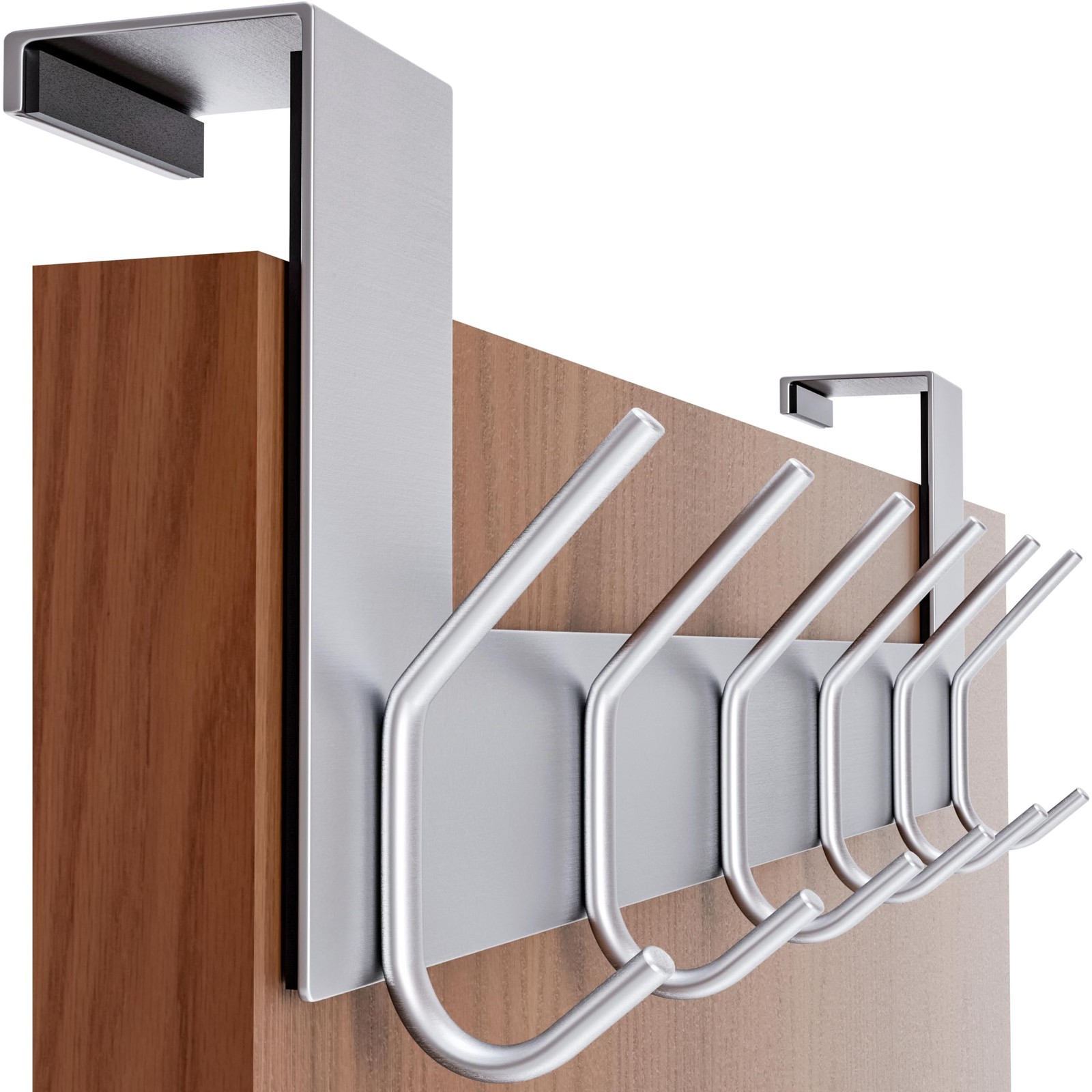 SKOLOO Over The Door Hook – 6 Hooks, No Assembly Required, 1 Pack, Silver