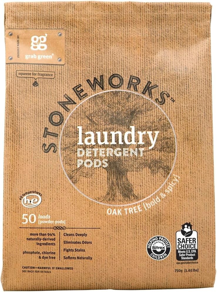 Stoneworks Laundry Detergent Pods Natural, Oak Tree, 50 Loads, 1.65 lbs (750 g)