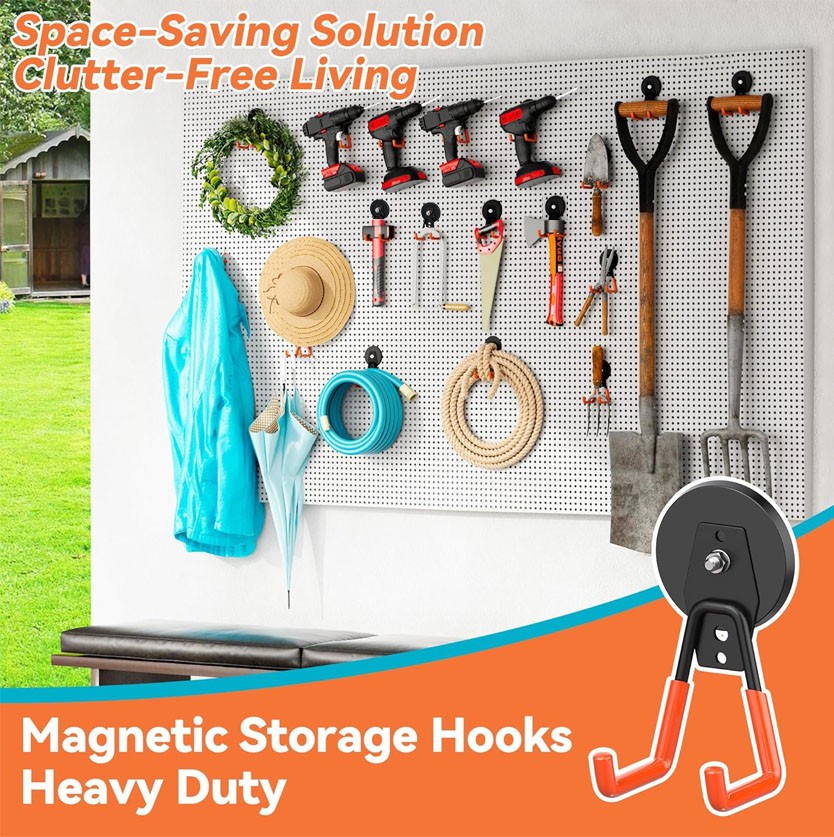 Strong Magnetic Hooks Heavy Duty 4 Pack Garage Rare Earth Magnets Utility