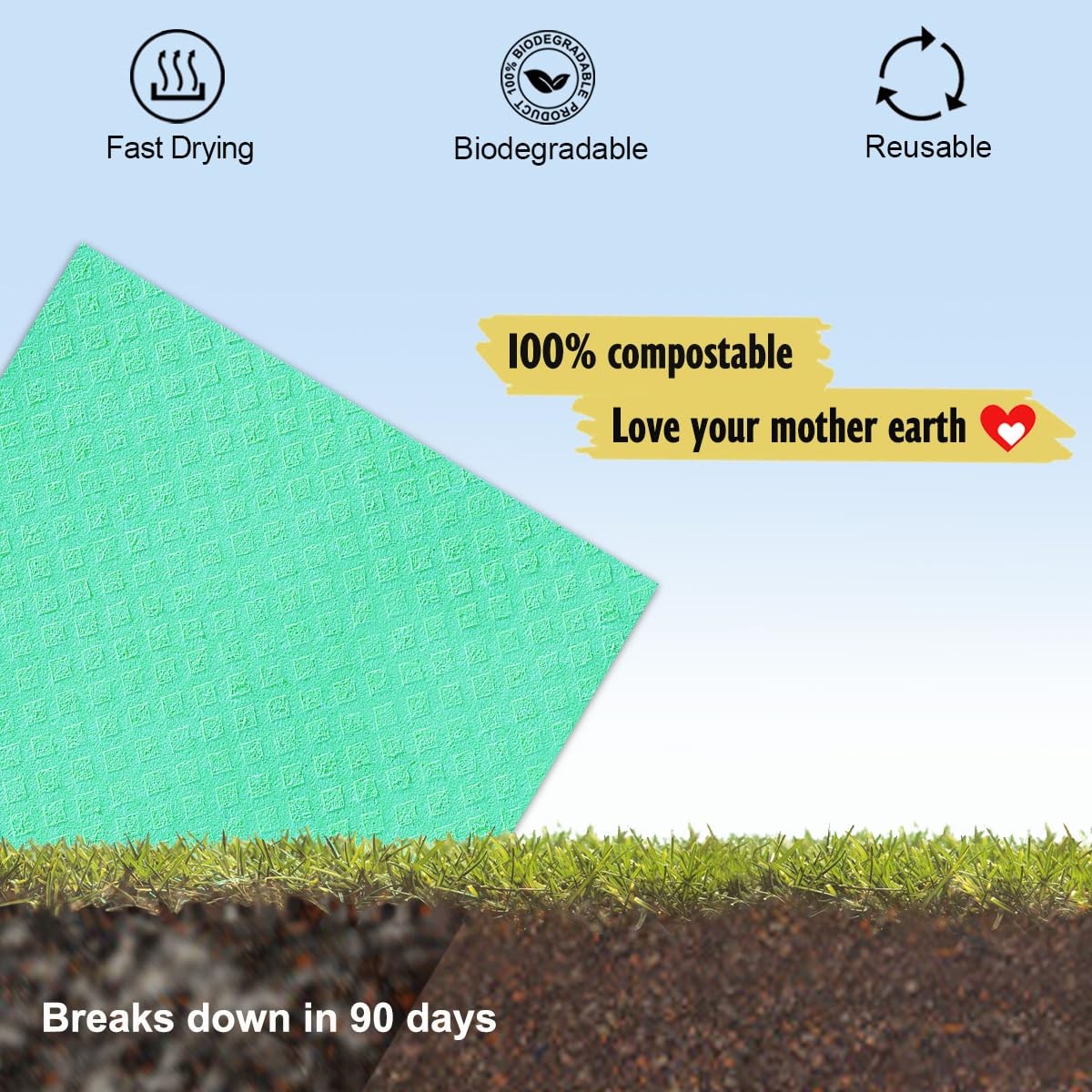 MoLKENE Swedish Dishcloths for Kitchen, 10 10 Pack, 10 Pack Assorted Colors