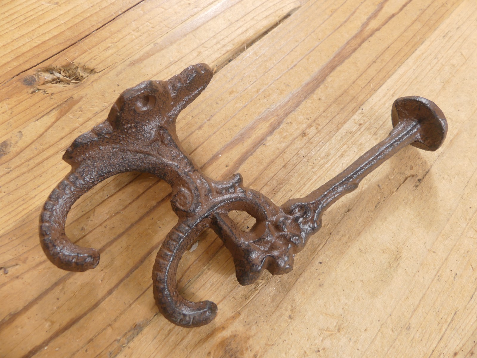 5 Rustic Cast Iron Coat Bath Hooks Ornate Victorian Large Hall Tree Wall Towel