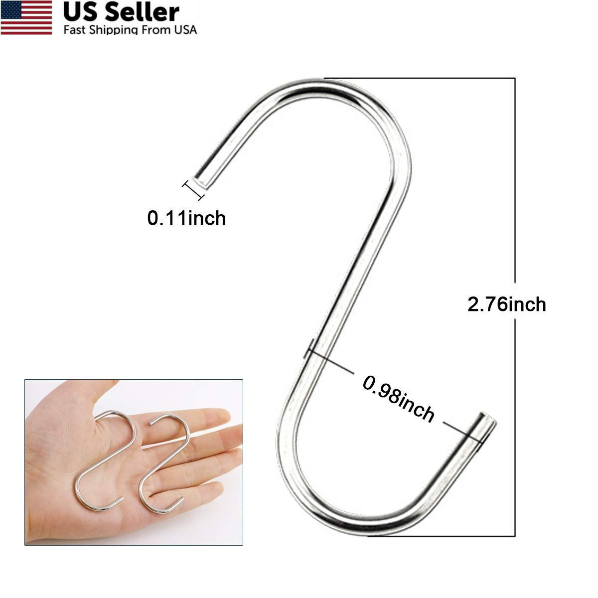 HTBMALL 40 Pack S Hooks – Stainless Steel Heavy Duty S 40-Pack(2.75 Inch)