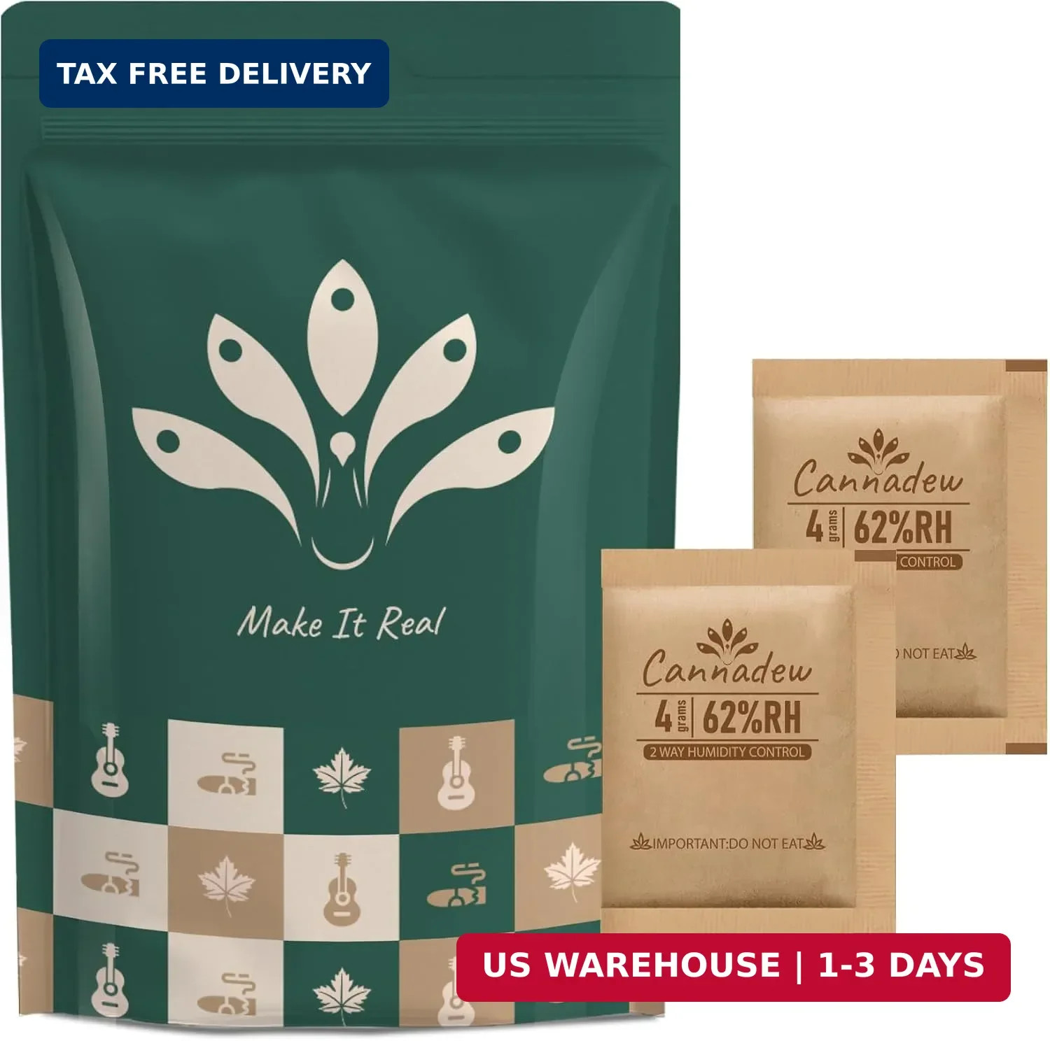 62% RH,4 Gram (10 pcs) Two-Way Humidity Control Packs, Kraft Paper Wrapped- Mois