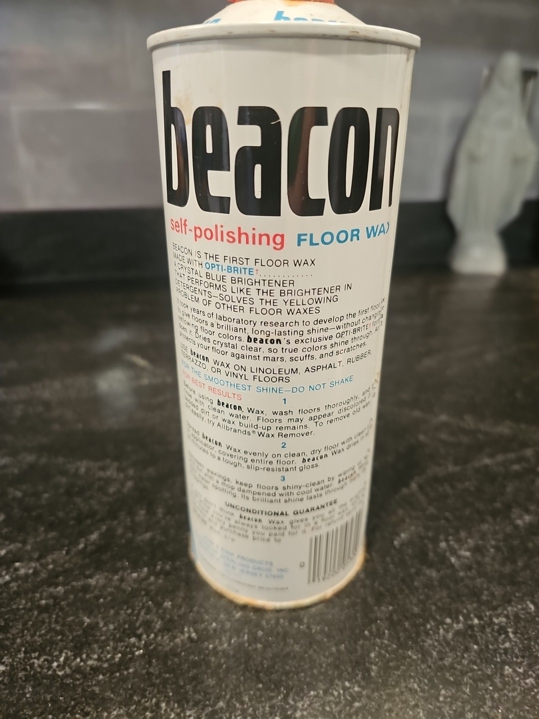 BEACON Self Polishing Floor Wax 1 Pint 11 Fl Oz, b3159 Vintage 1970s NOS