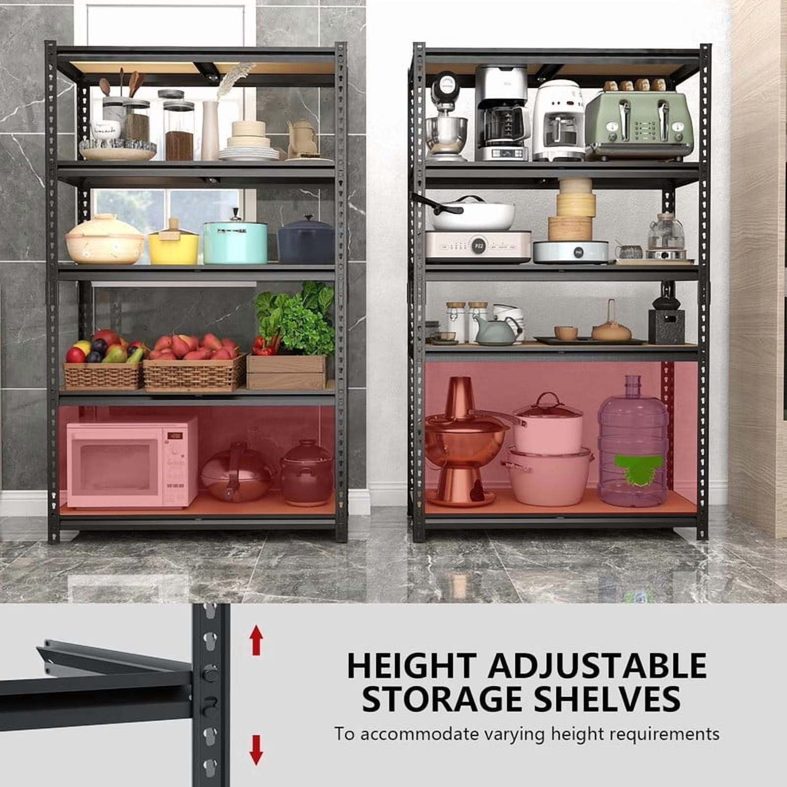 2400LBS Storage Shelves 5 Tier Garage Shelving Heavy Duty Adjustable Garage