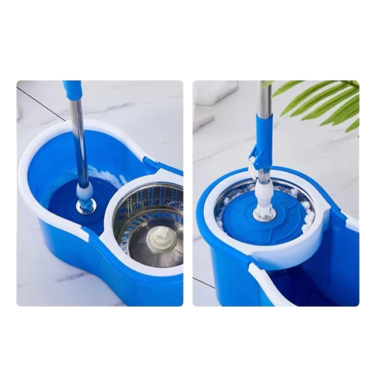 360° Spin Mop & Bucket Set w/ 3 Microfiber Heads, Stainless Steel Wringer