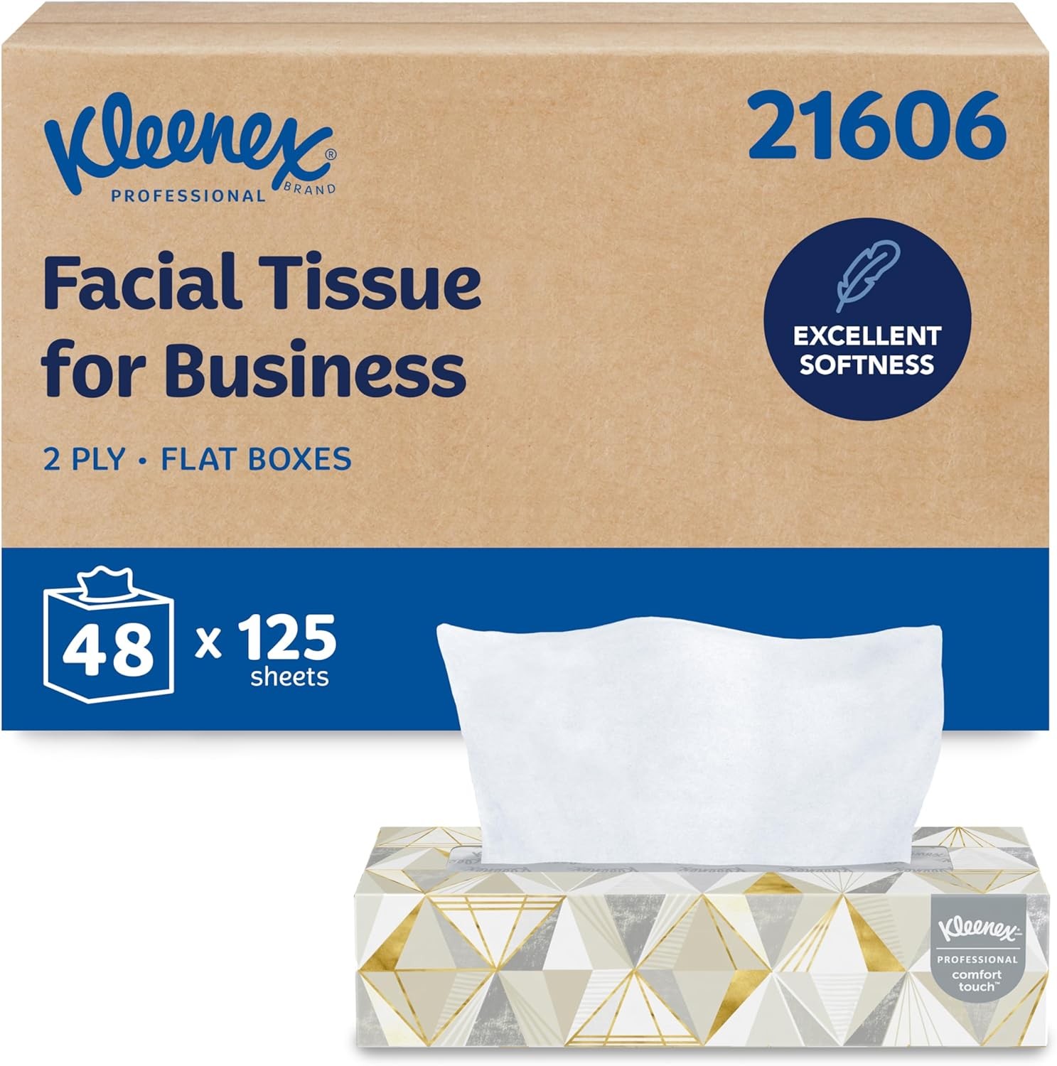 Facial tissue, (125 sheets per box, 48 boxes per carton,6,000 sheets per carton)