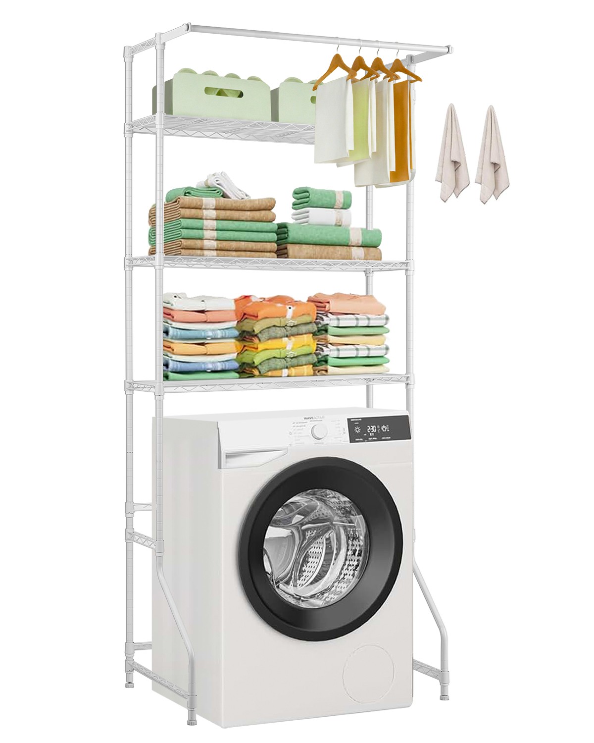 VEVOR Over Washer and Dryer Storage Shelf Single Row 3 Tiers Washer Rack White