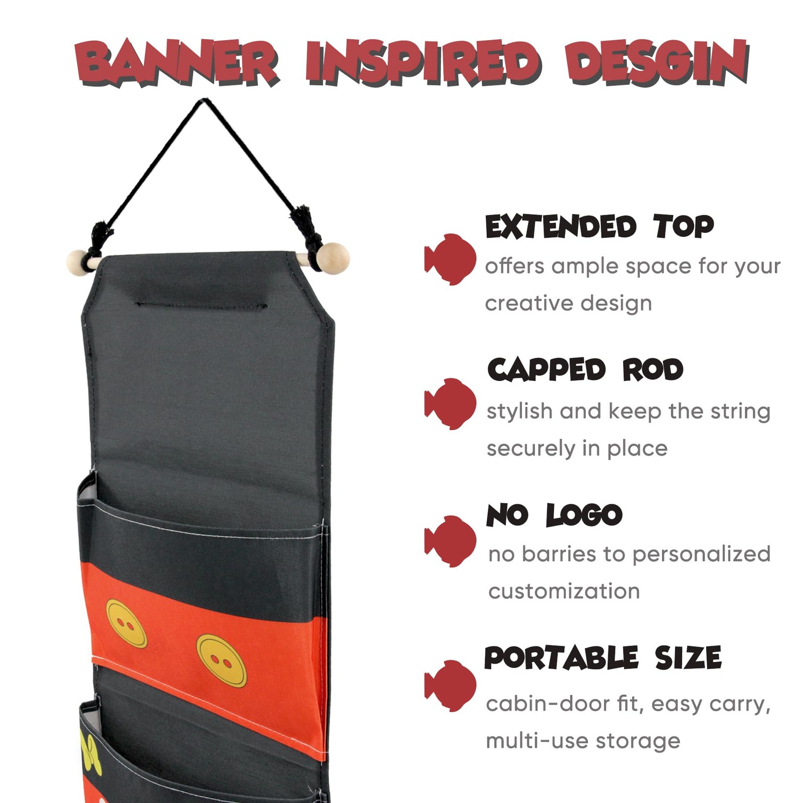 4 Pocket Canvas Fish Extender – 10 Inch Width, Portable, Easily Customize, Ha