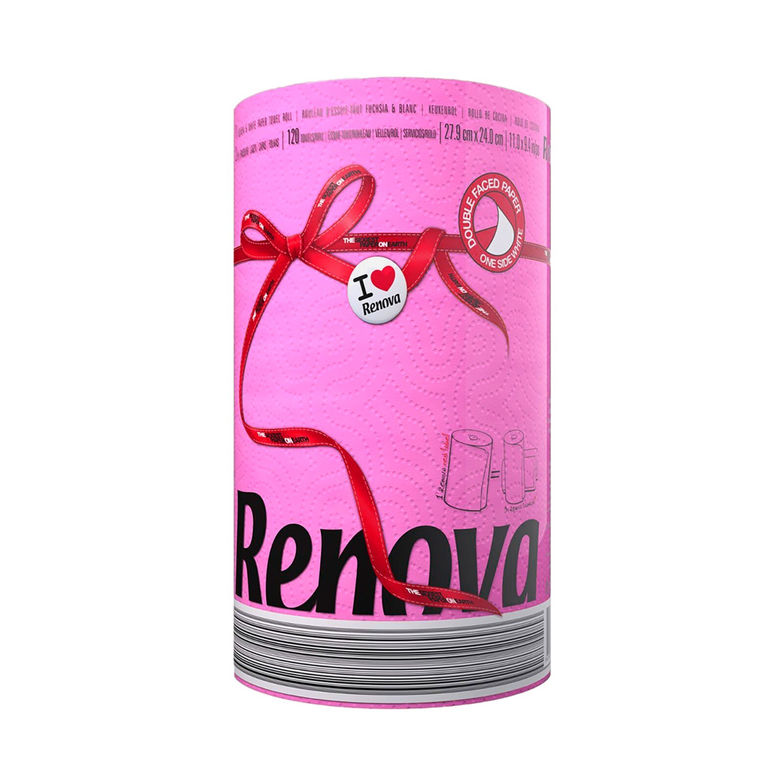 Renova Colored Paper Towels – Jumbo Roll, 2 Ply, 120 Highly Absorbent Sheets
