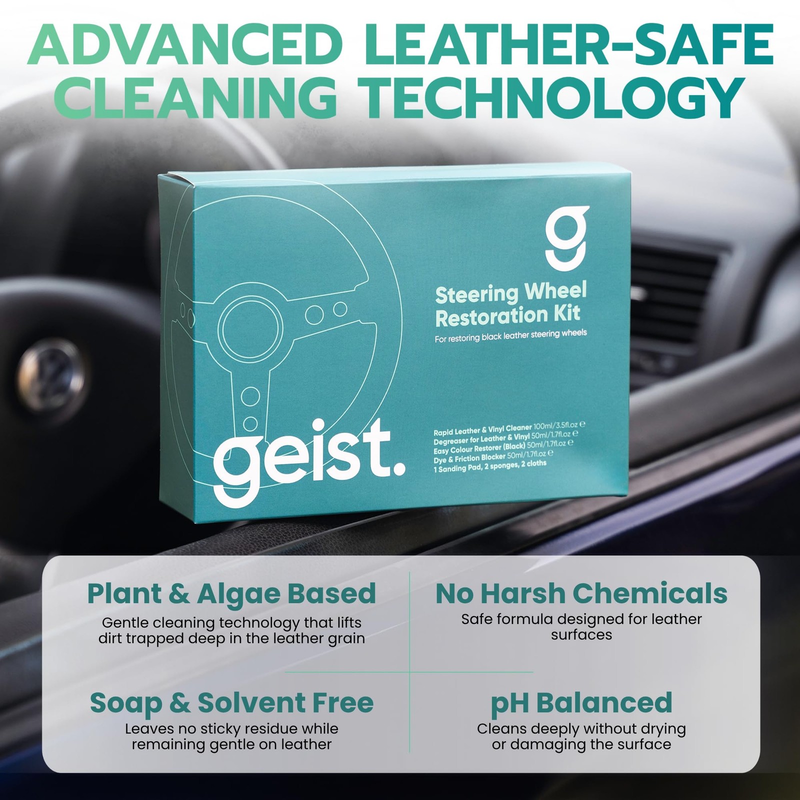 Geist. Steering Wheel Restoration Kit | Degrease and Refresh the colour of wo…