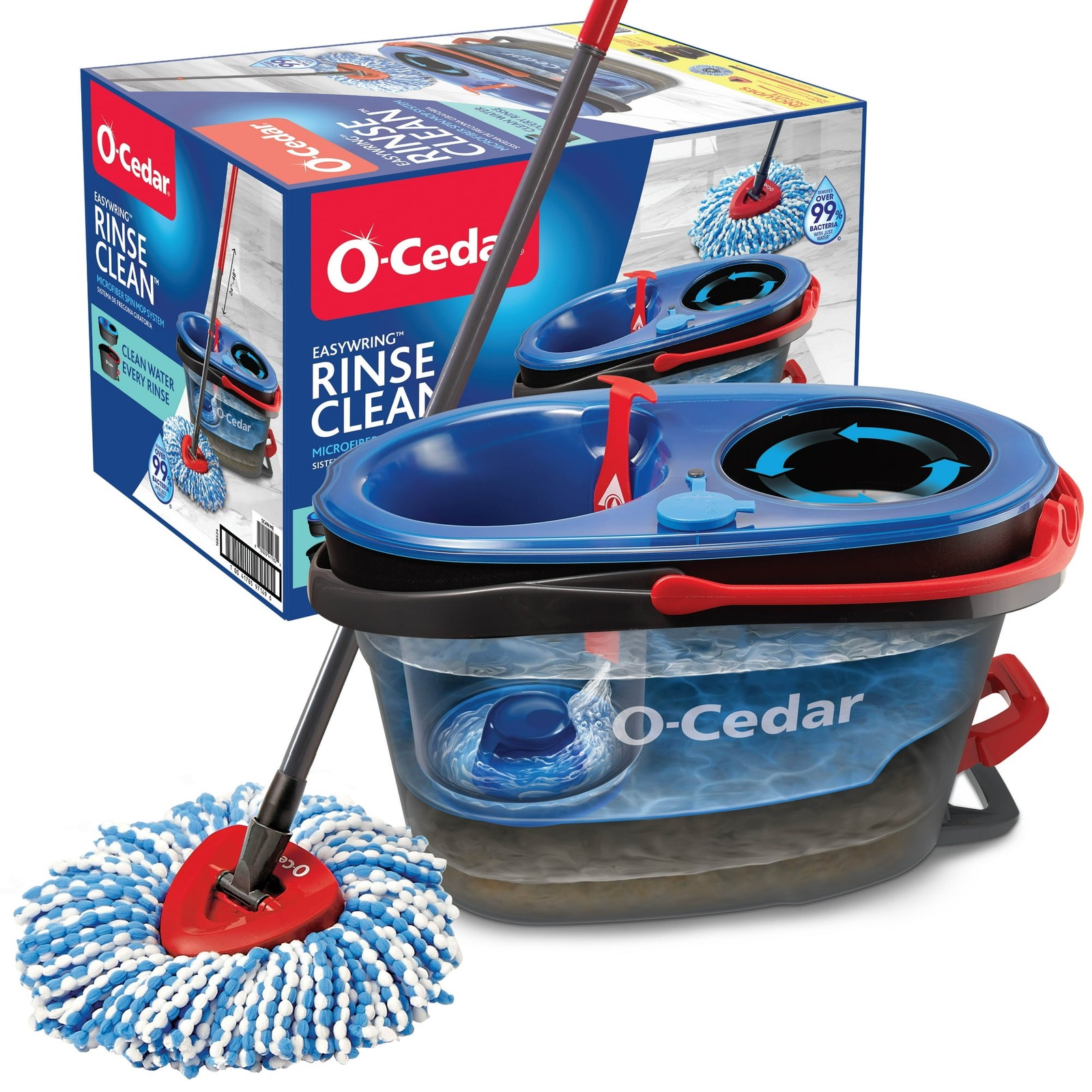 O-Cedar RinseClean Spin Mop & Bucket System Hands-Free Cleaning