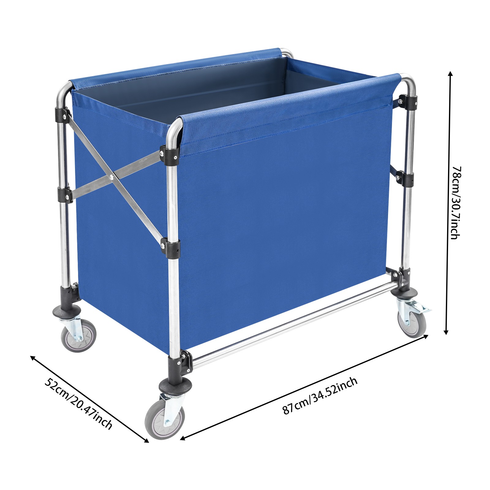 Folding Laundry Cart with Wheels – Durable Stainless Steel & Large Capacity