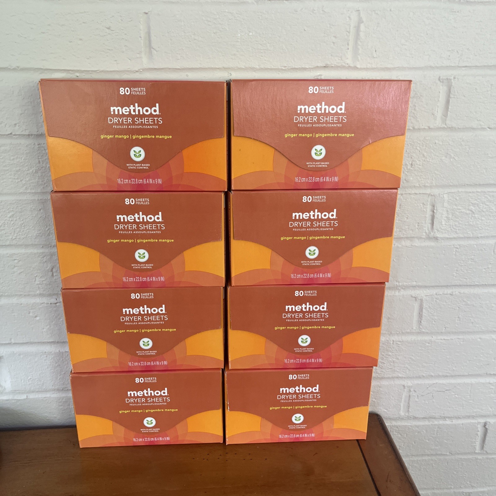 8 Boxes – Method Paper Dryer Sheets Ginger Mango 80 Sheets Sealed – New/Unopened