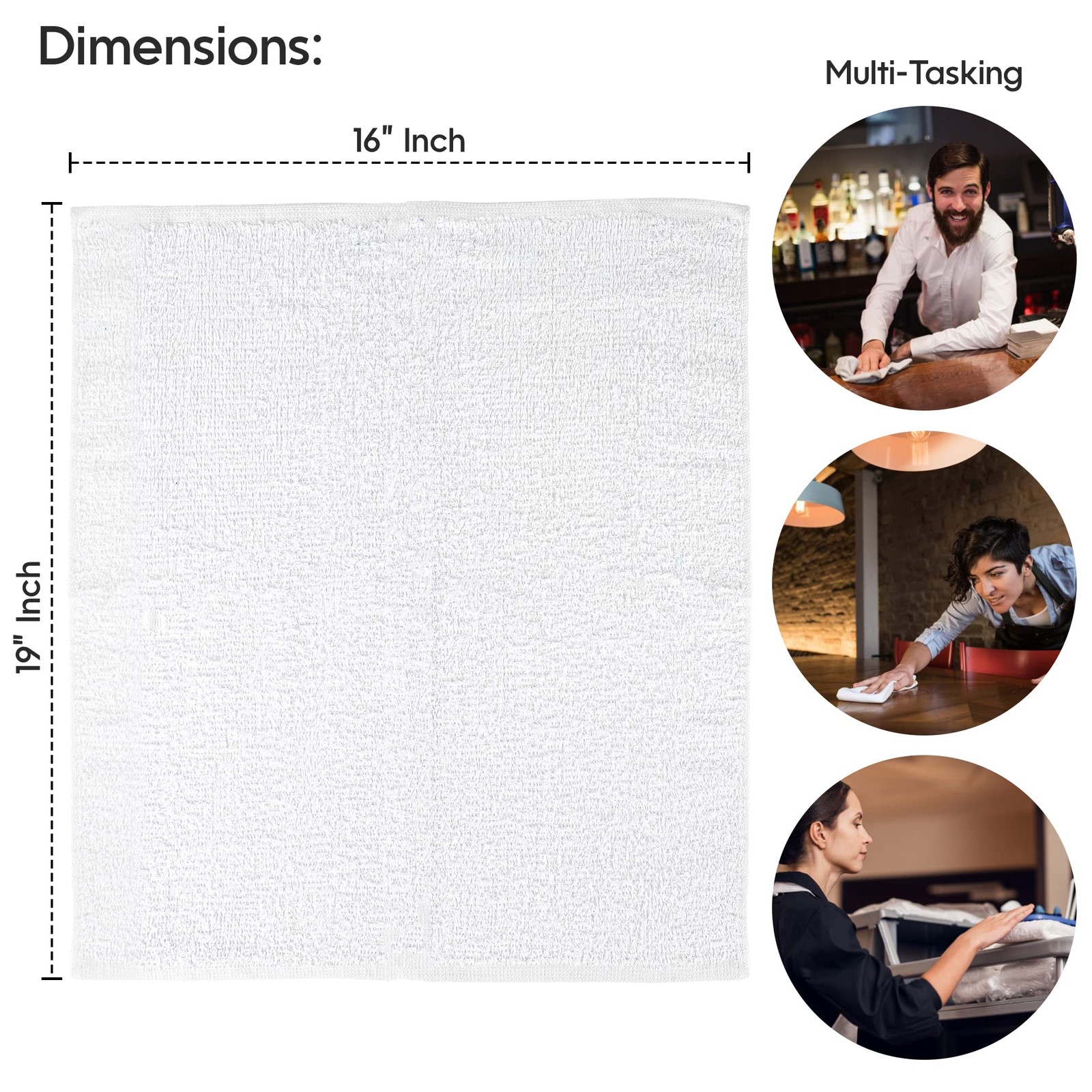 Kitchen Bar Mop Terry Towels 12 Pack – 100% Cotton – Size 14×17 – Perfect for…