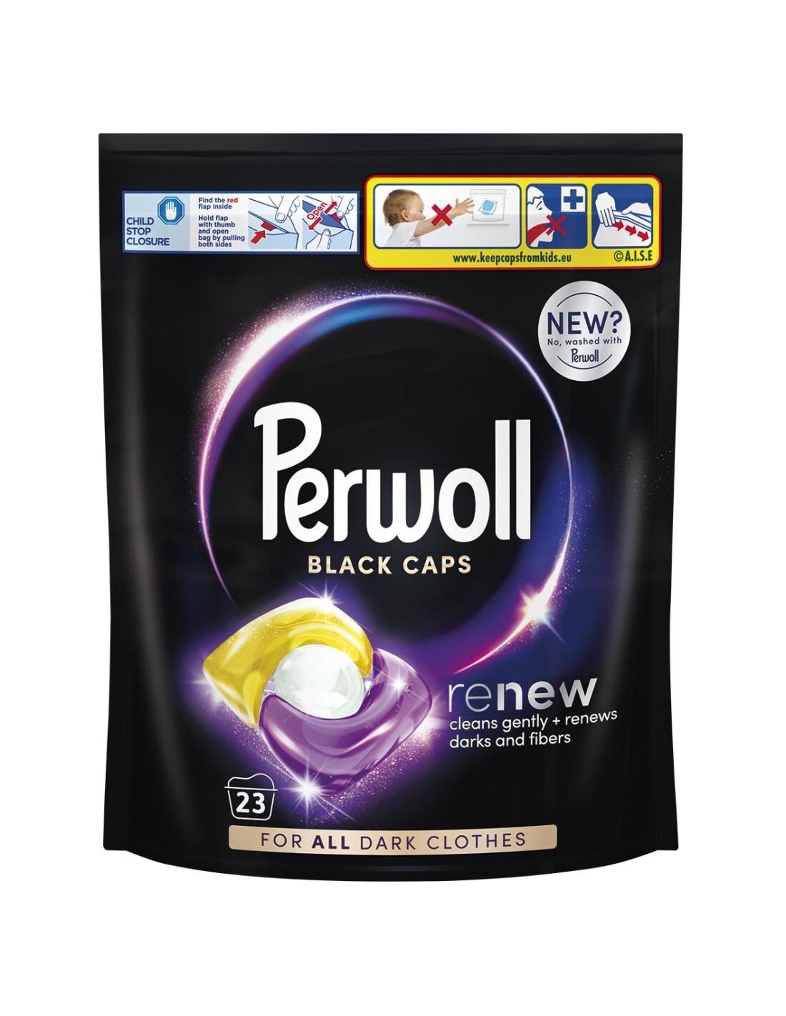 PERWOLL laundry Black Caps Capsules: DARK FABRICS -23 washes -Made in Europe