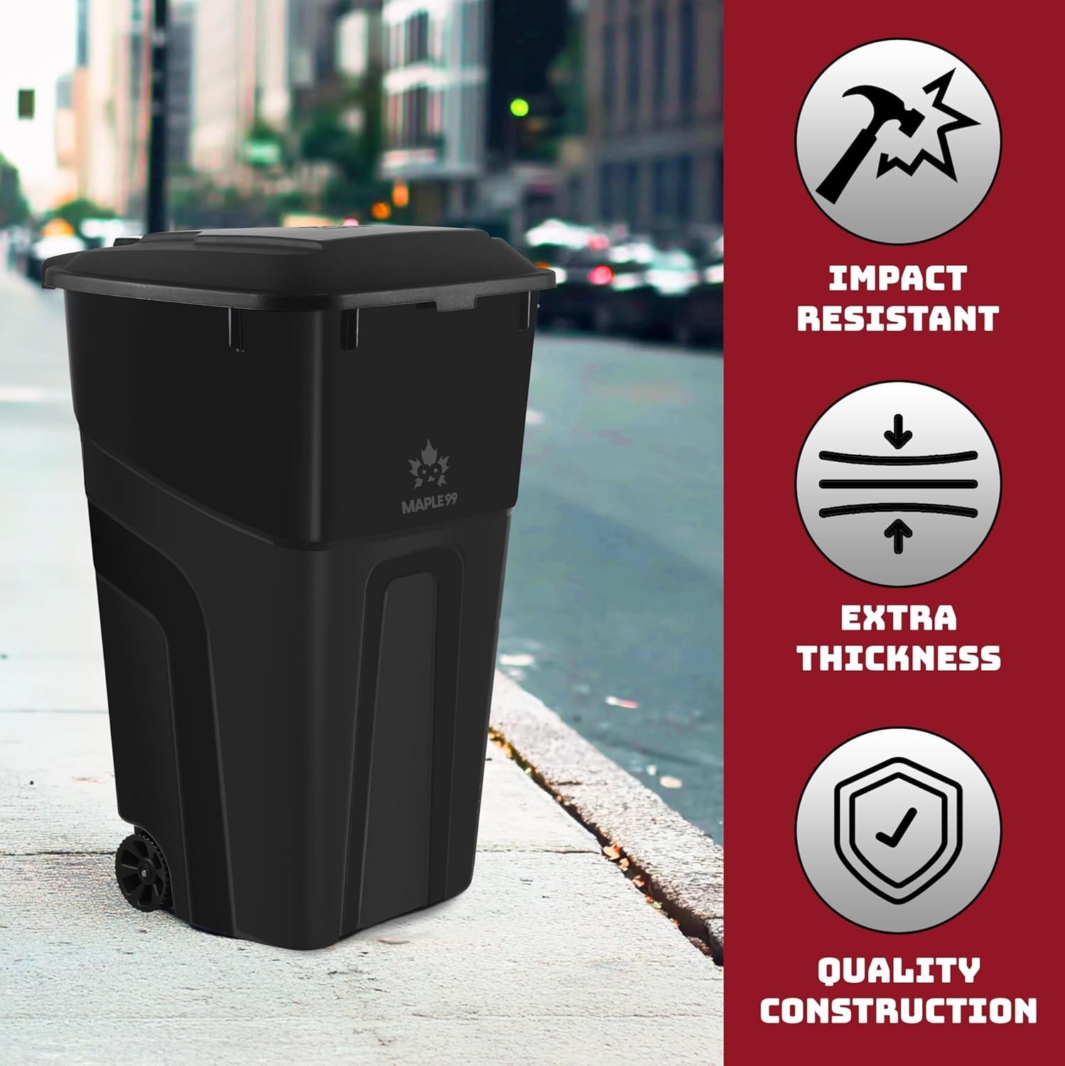 32-Gallon Wheeled Trash Can with Lid 2 Pack Heavy-Duty Outdoor Bins