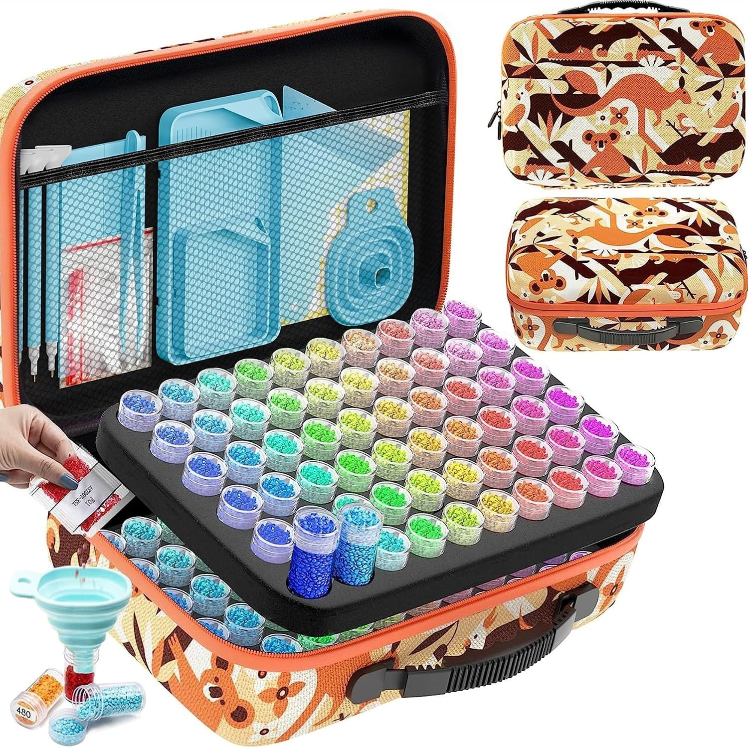 240 Slot Diamond Art Storage Box Orange Bead Organizer Case Portable Craft Kit