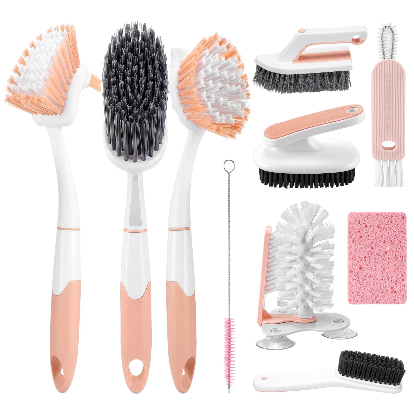 Ferrochef 10 Pack Dish Brush Set for Household Use Kitchen Scrub Brushes with…