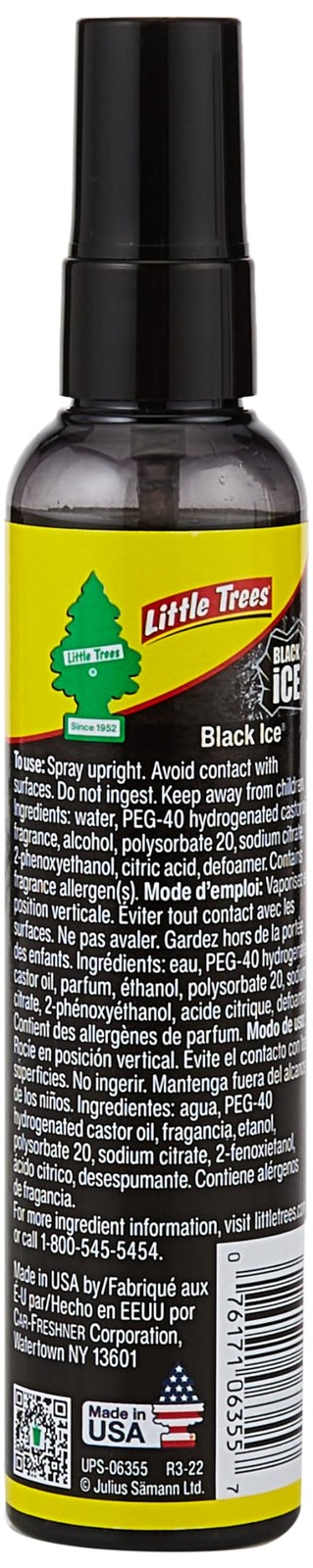 LITTLE TREES Car Air Freshener | Spray 6 Count (Pack of 1), Black Ice