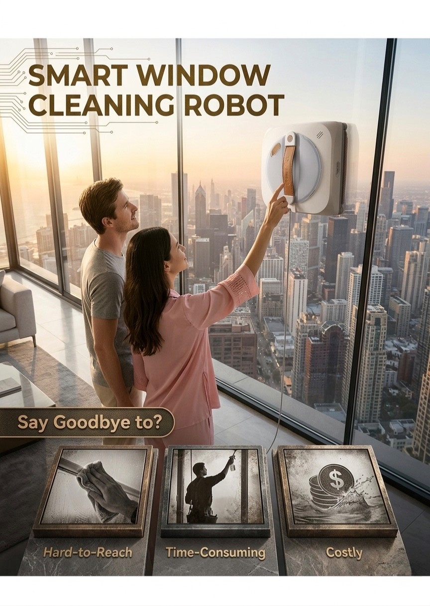 Window Cleaning Robot, 8000Pa Auto Window Cleaner with Intelligent Path Planning