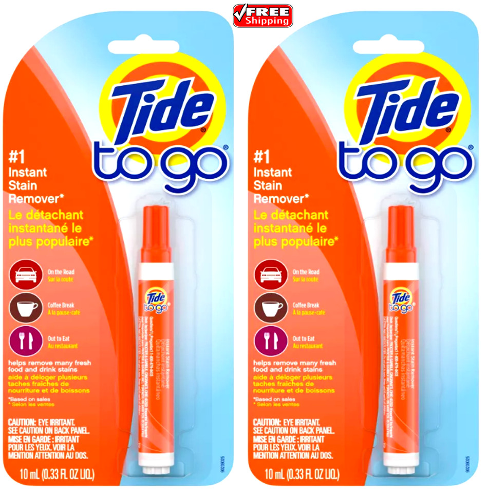 Tide To Go Pen, #1 Instant Clothes Stain Removal, Travel &Pocket Size -Pack of 2
